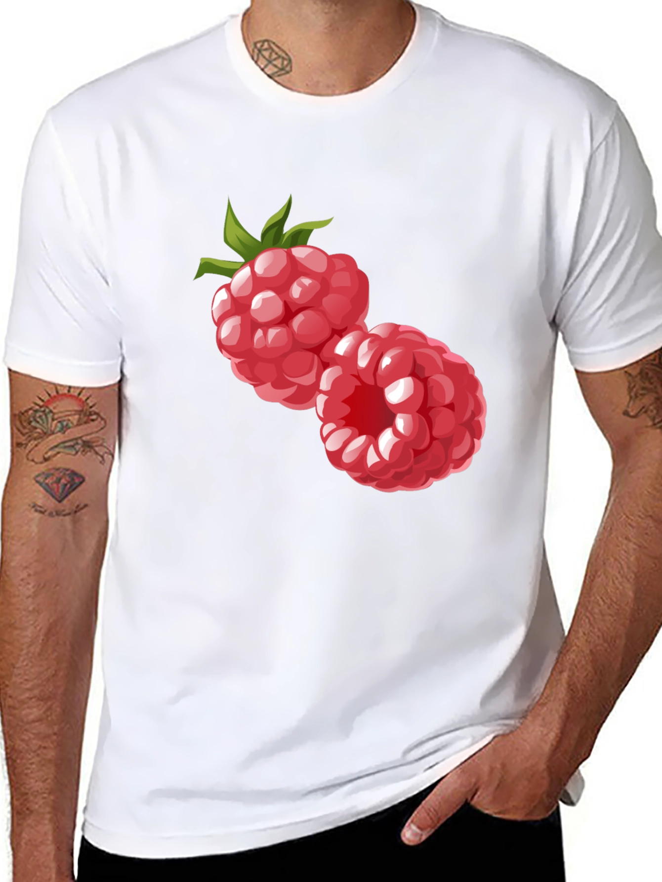 Raspberry Graphic Black T-Shirt