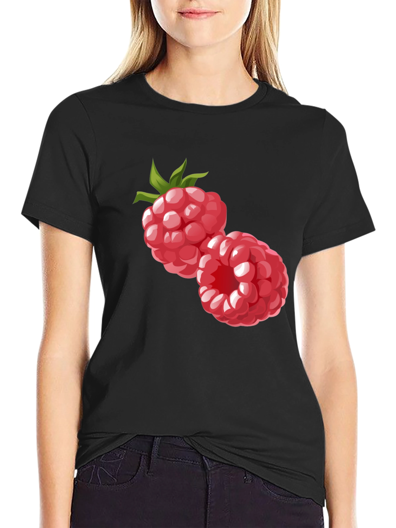 Raspberry Graphic Black T-Shirt
