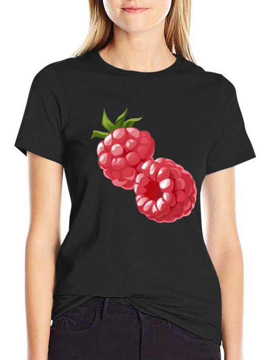 Raspberry Graphic Black T-Shirt