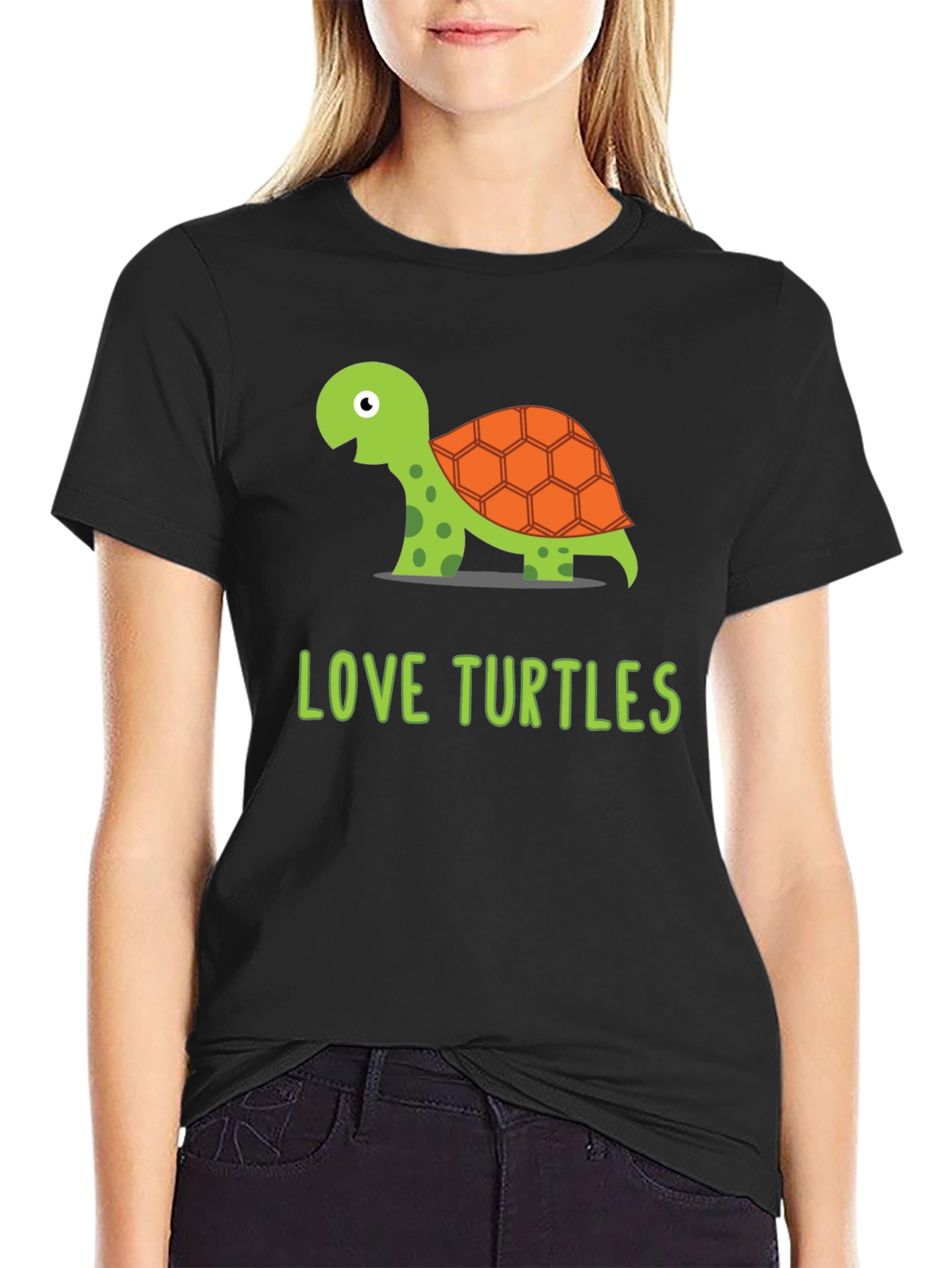 Love Turtles Graphic Tee - Black Cotton T-Shirt