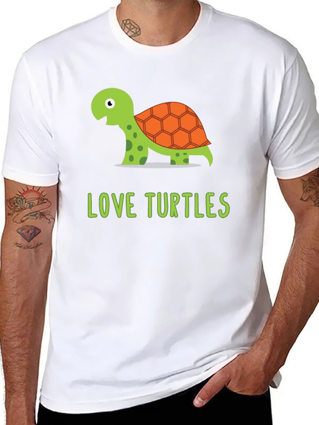 Love Turtles Graphic Tee - Black Cotton T-Shirt