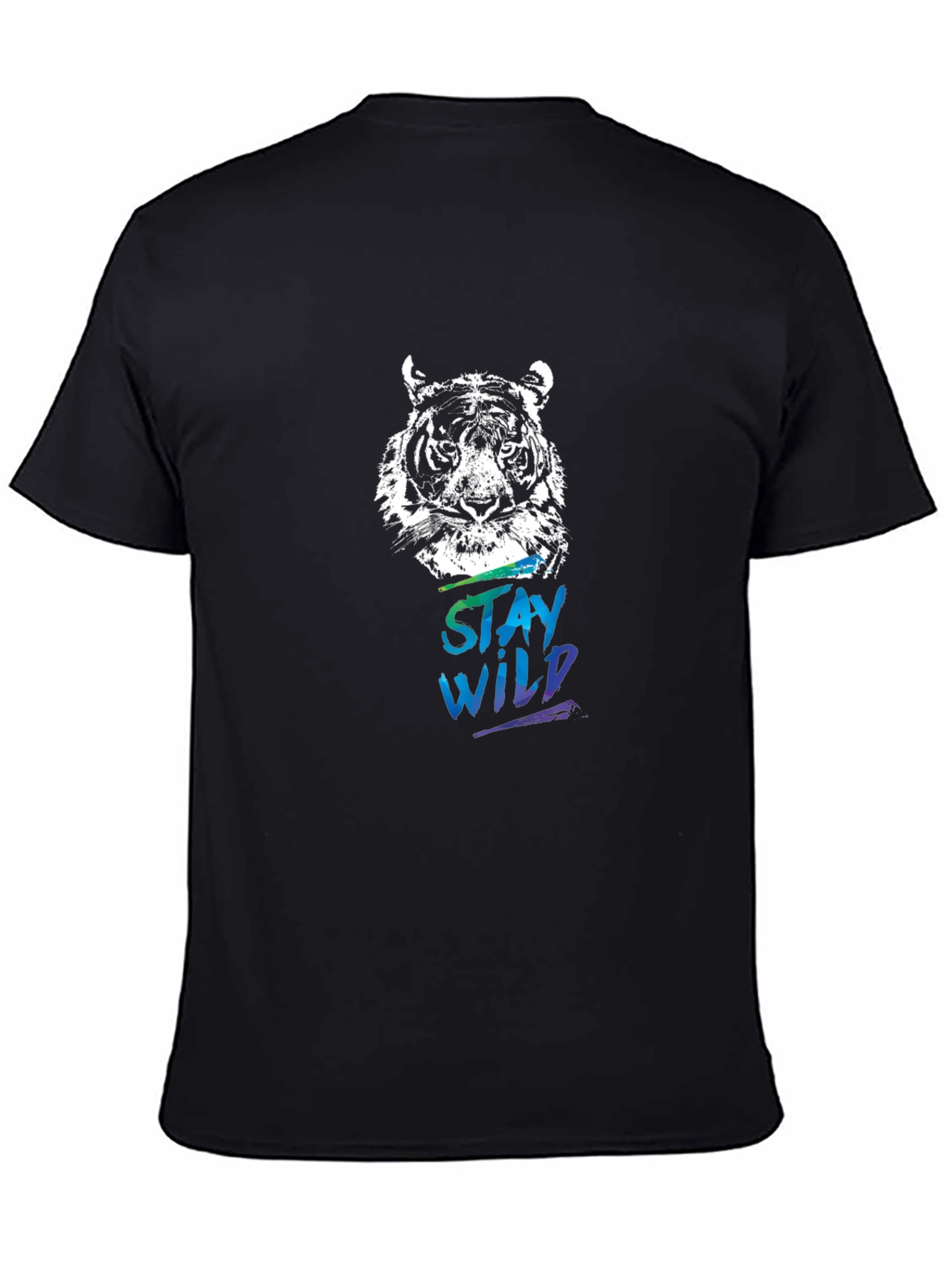 Stay Wild Tiger Graphic Tee - Black Cotton Shirt