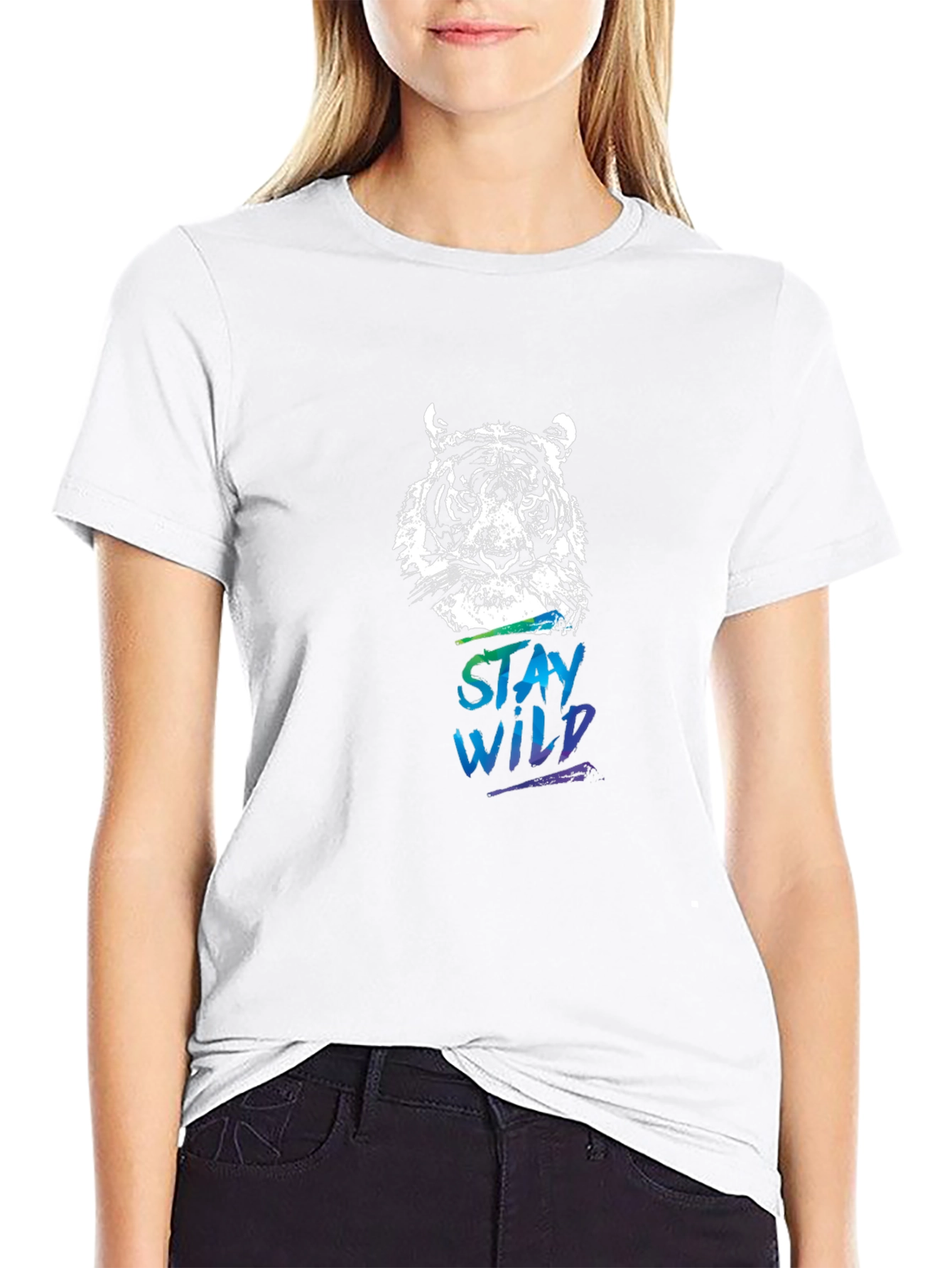Stay Wild Tiger Graphic Tee - Black Cotton Shirt