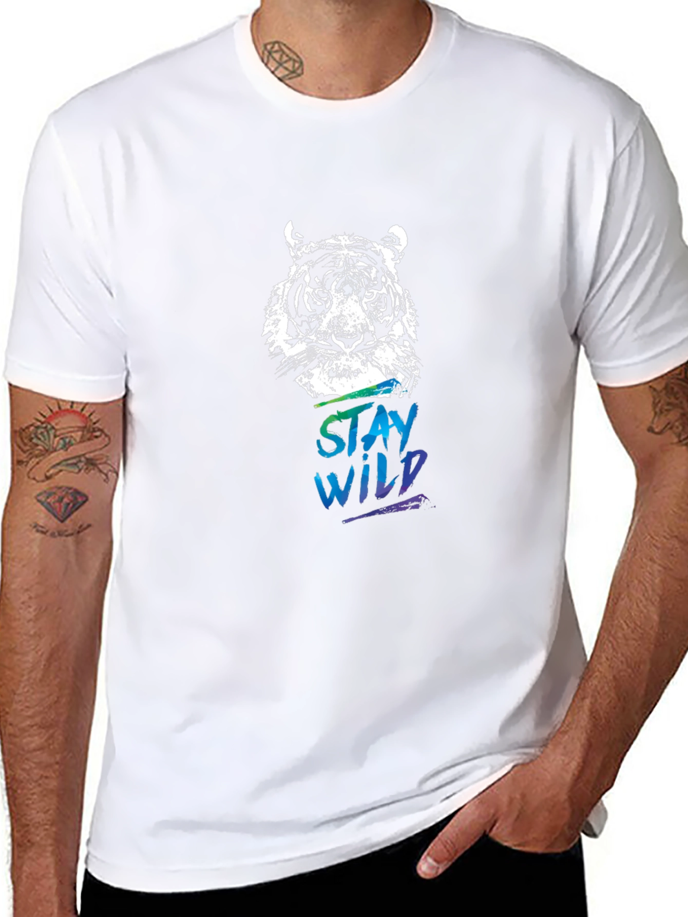 Stay Wild Tiger Graphic Tee - Black Cotton Shirt