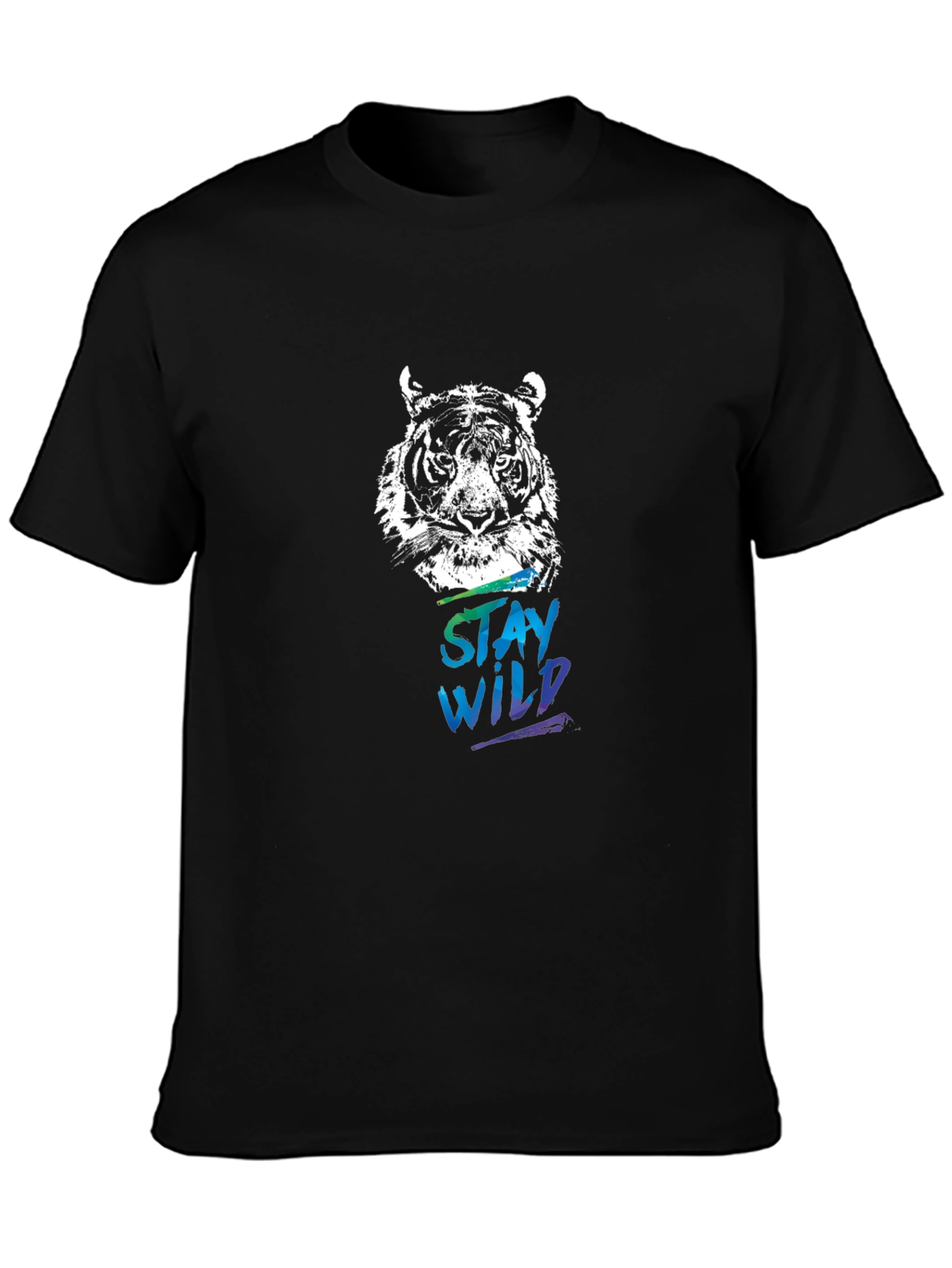 Stay Wild Tiger Graphic Tee - Black Cotton Shirt