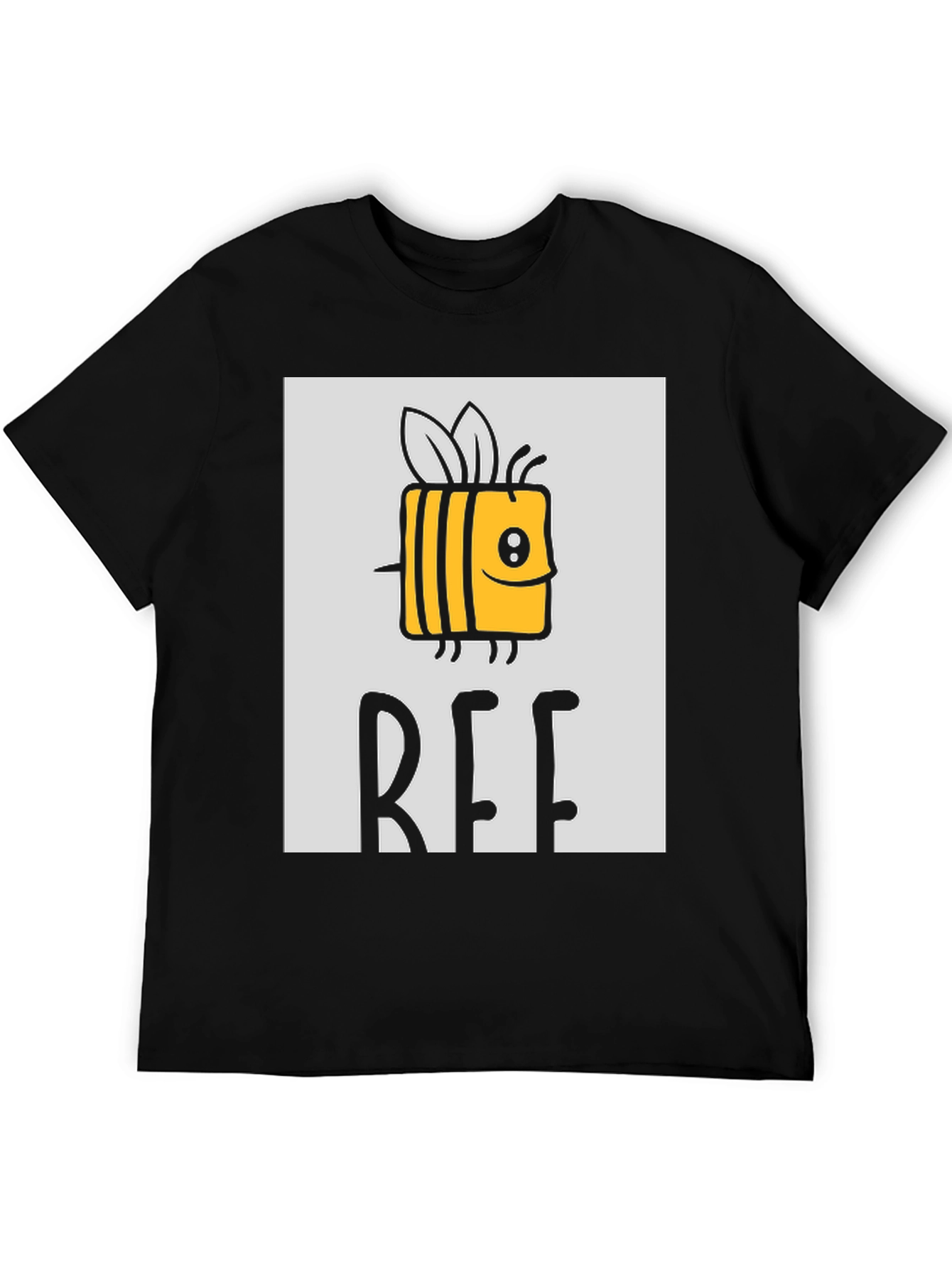 Cute Cartoon Bee Graphic Print Black T-Shirt