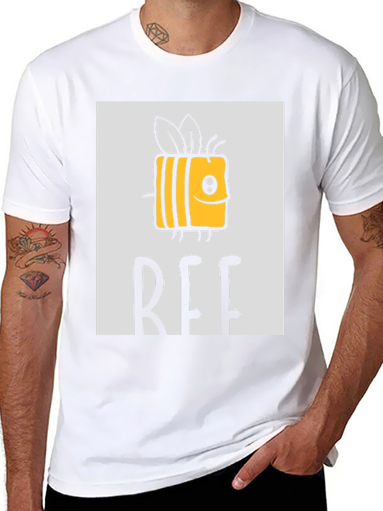 Cute Cartoon Bee Graphic Print Black T-Shirt