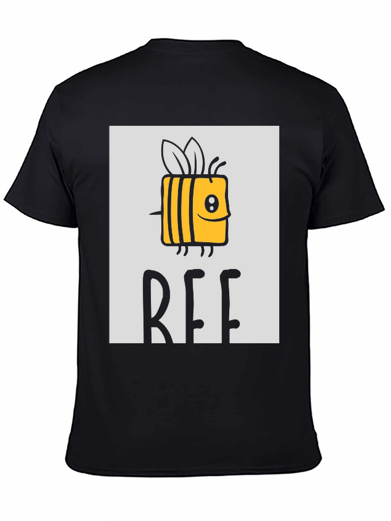 Cute Cartoon Bee Graphic Print Black T-Shirt