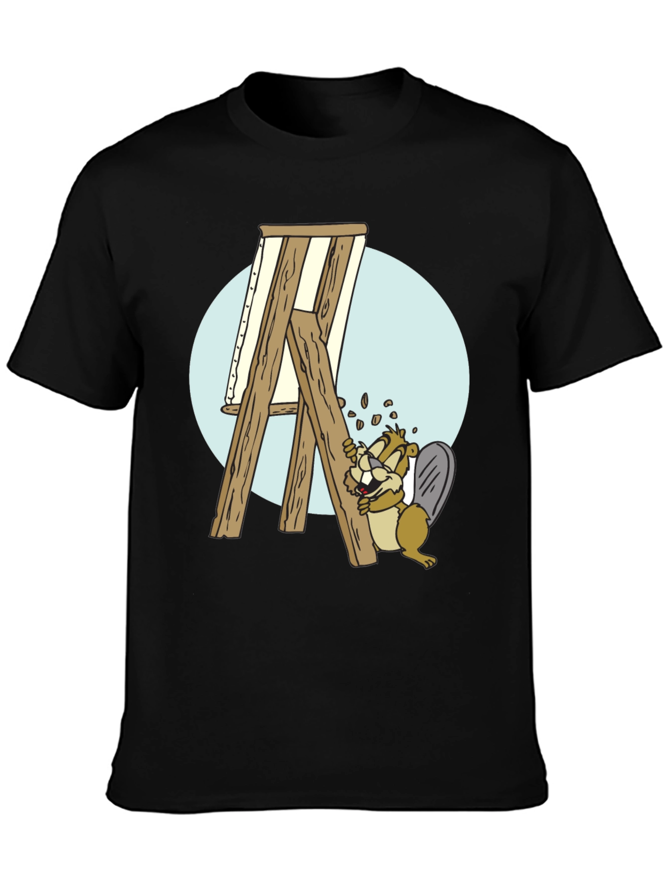 Cartoon Beaver Artist Graphic T-Shirt