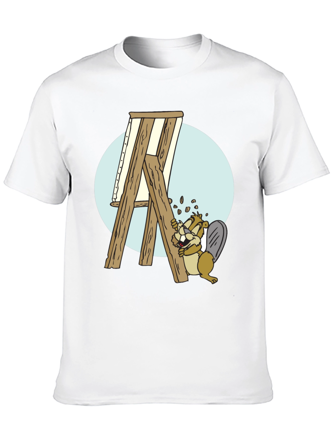 Cartoon Beaver Artist Graphic T-Shirt