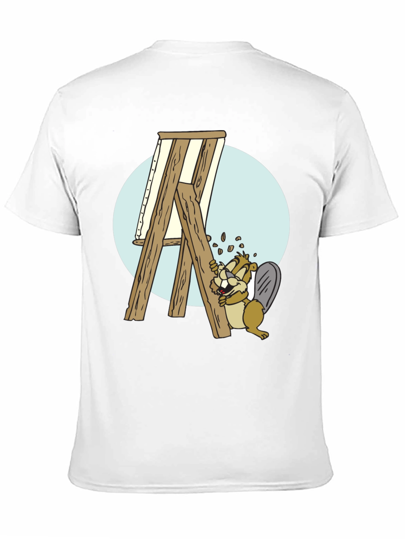 Cartoon Beaver Artist Graphic T-Shirt
