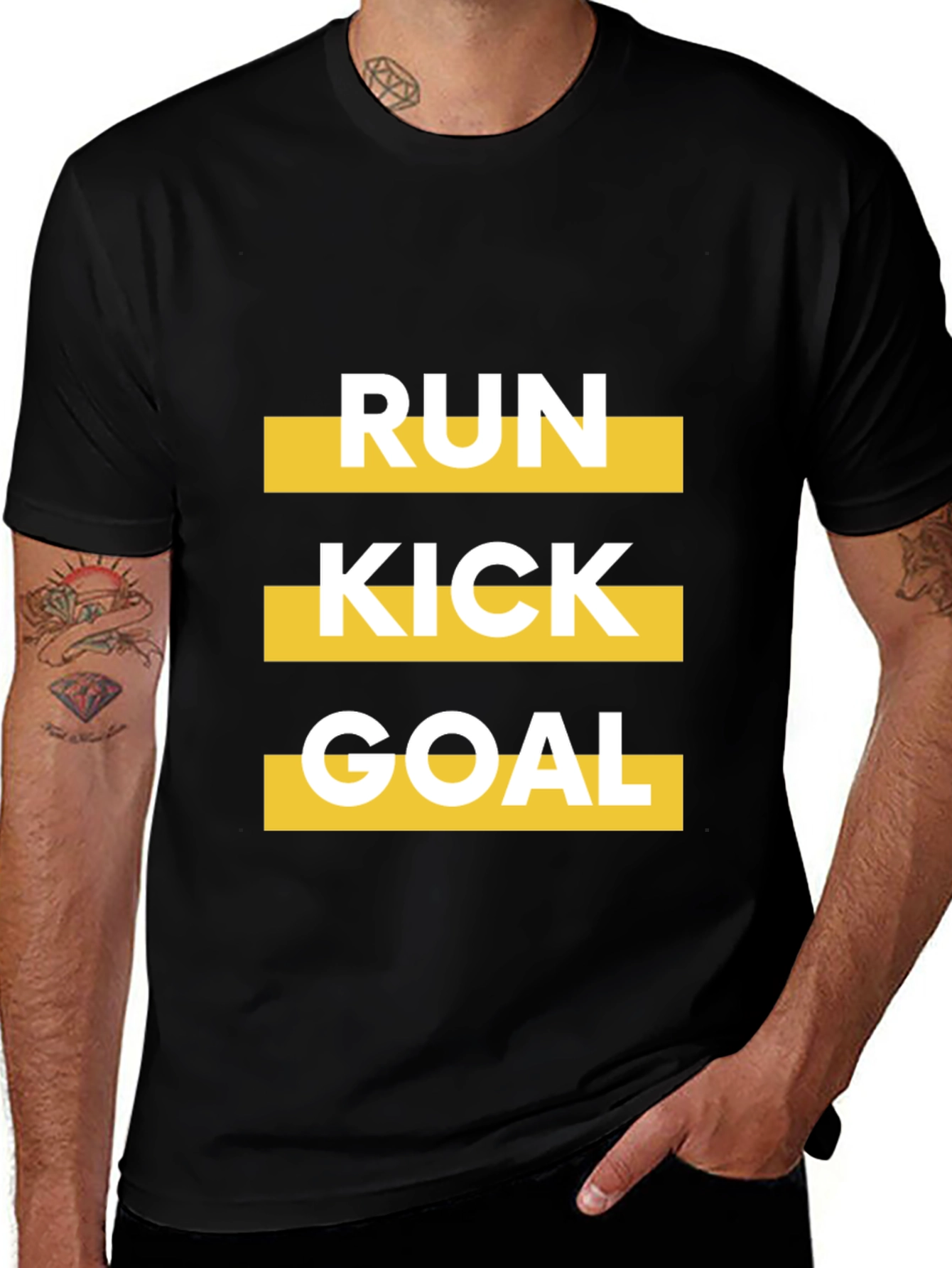 Run Kick Goal Black Graphic Tee