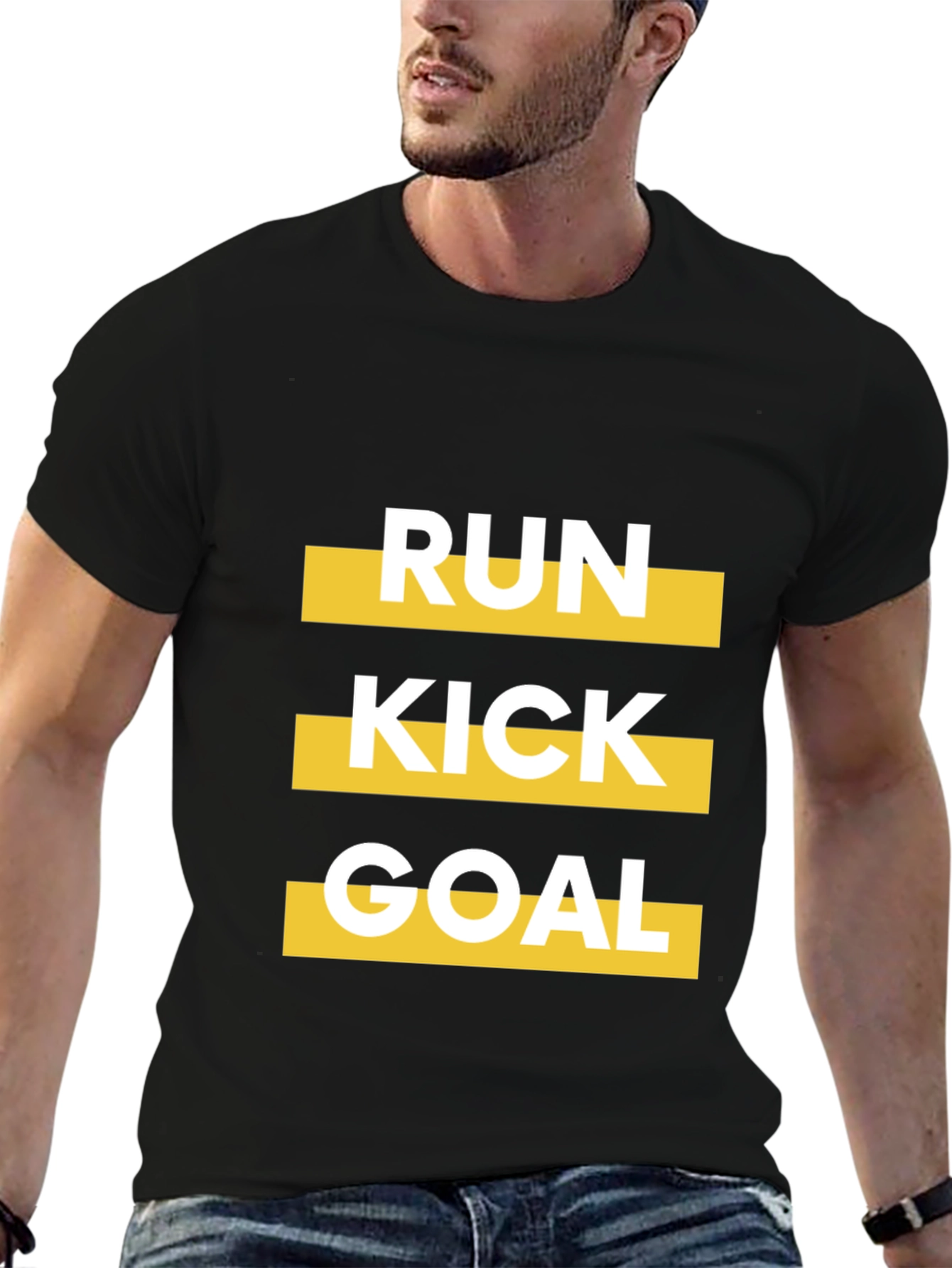 Run Kick Goal Black Graphic Tee