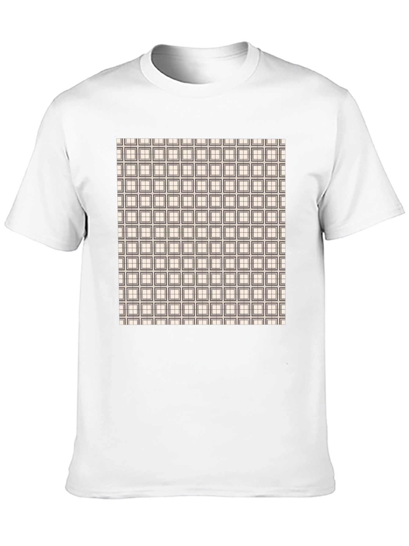 Modern Grid Pattern Black T-Shirt