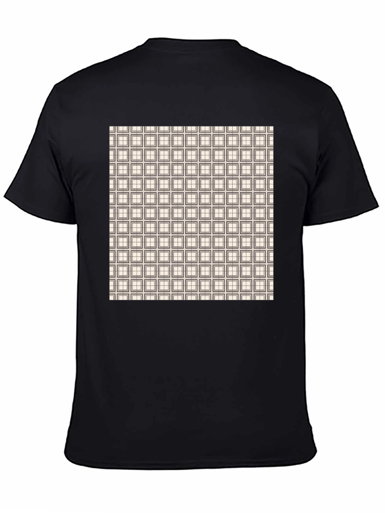 Modern Grid Pattern Black T-Shirt