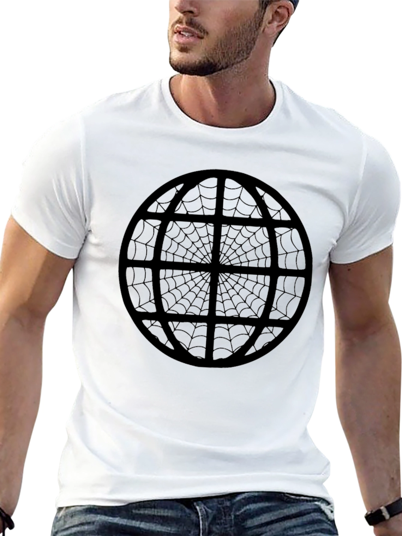 Spiderweb Globe Black T-Shirt - Unique Graphic Tee