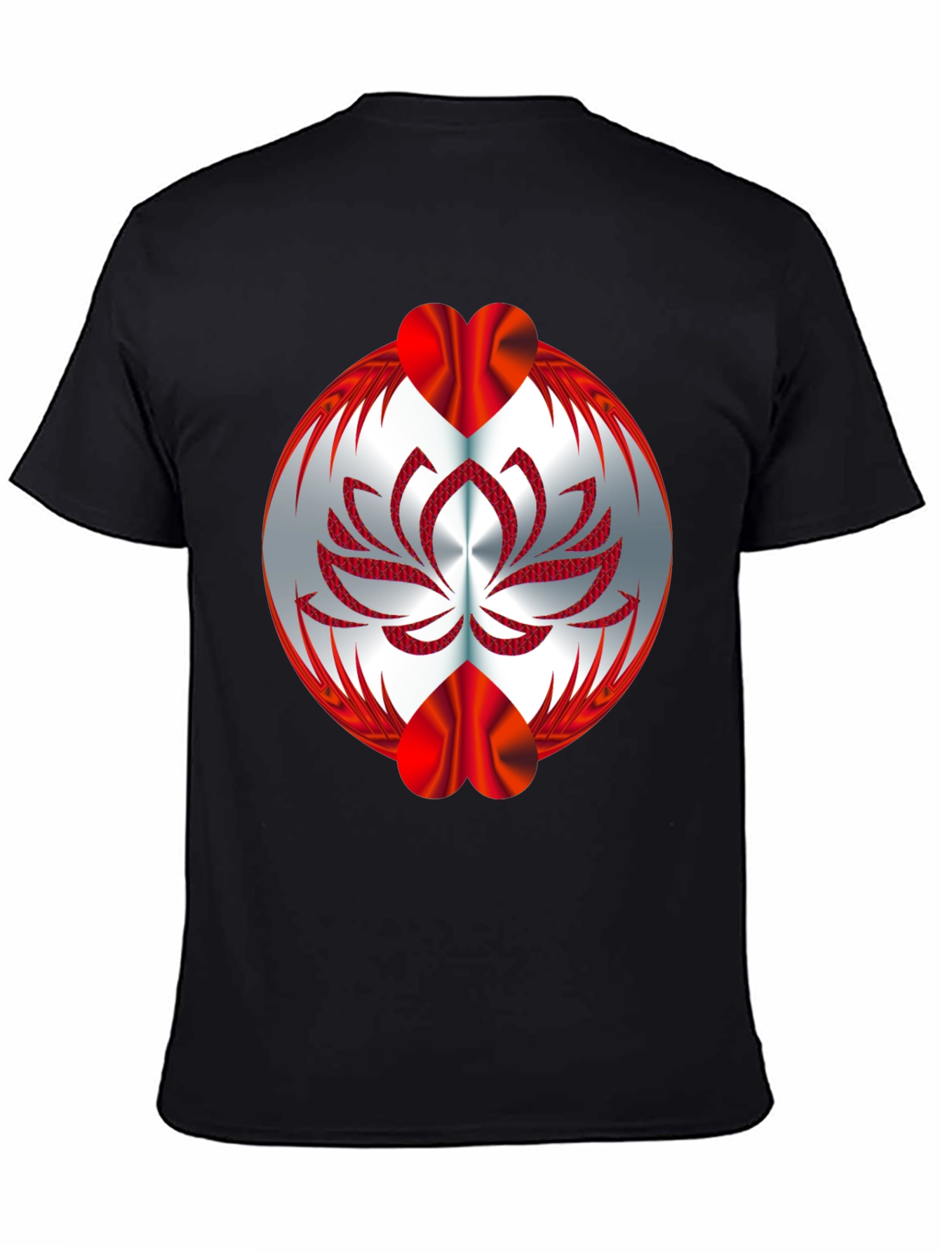Abstract Lotus Graphic Tee - Black
