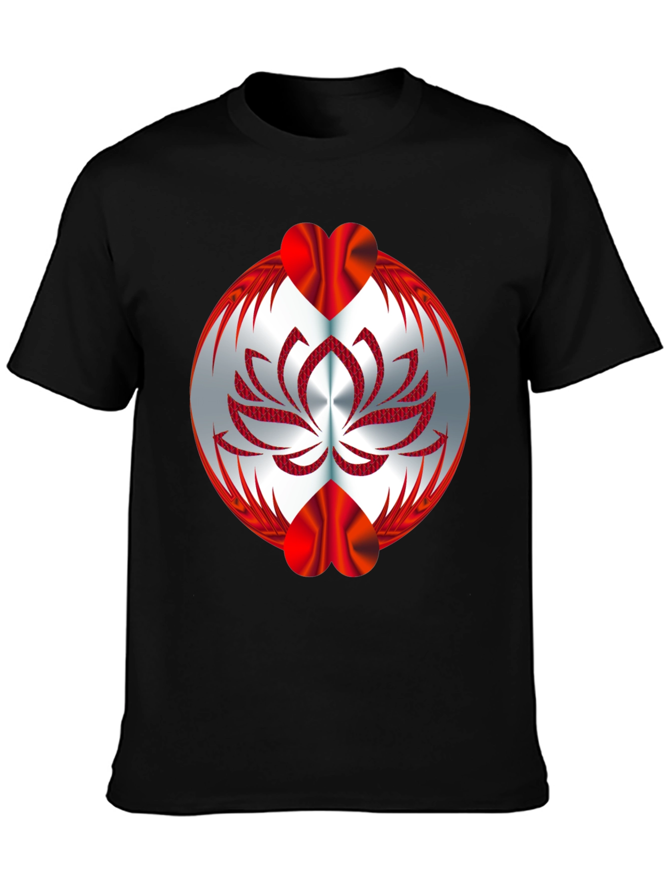 Abstract Lotus Graphic Tee - Black
