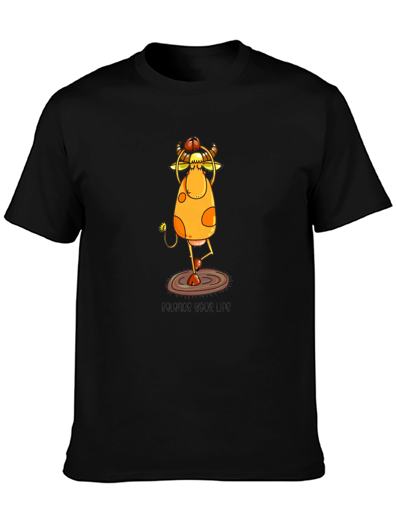 Yoga Cow Graphic Tee - Balance Your Life Shirt