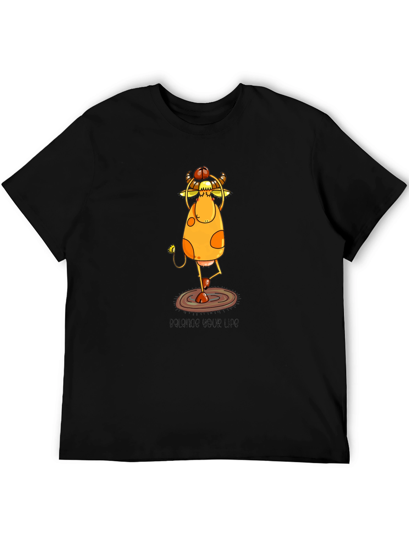 Yoga Cow Graphic Tee - Balance Your Life Shirt