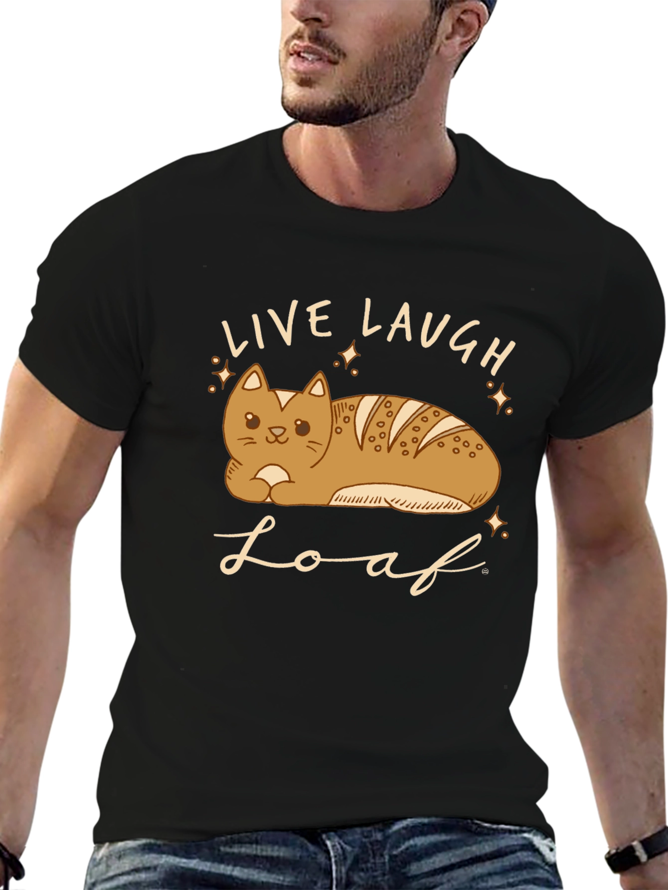 Live Laugh Loaf T-Shirt - Cat Bread Funny Tee