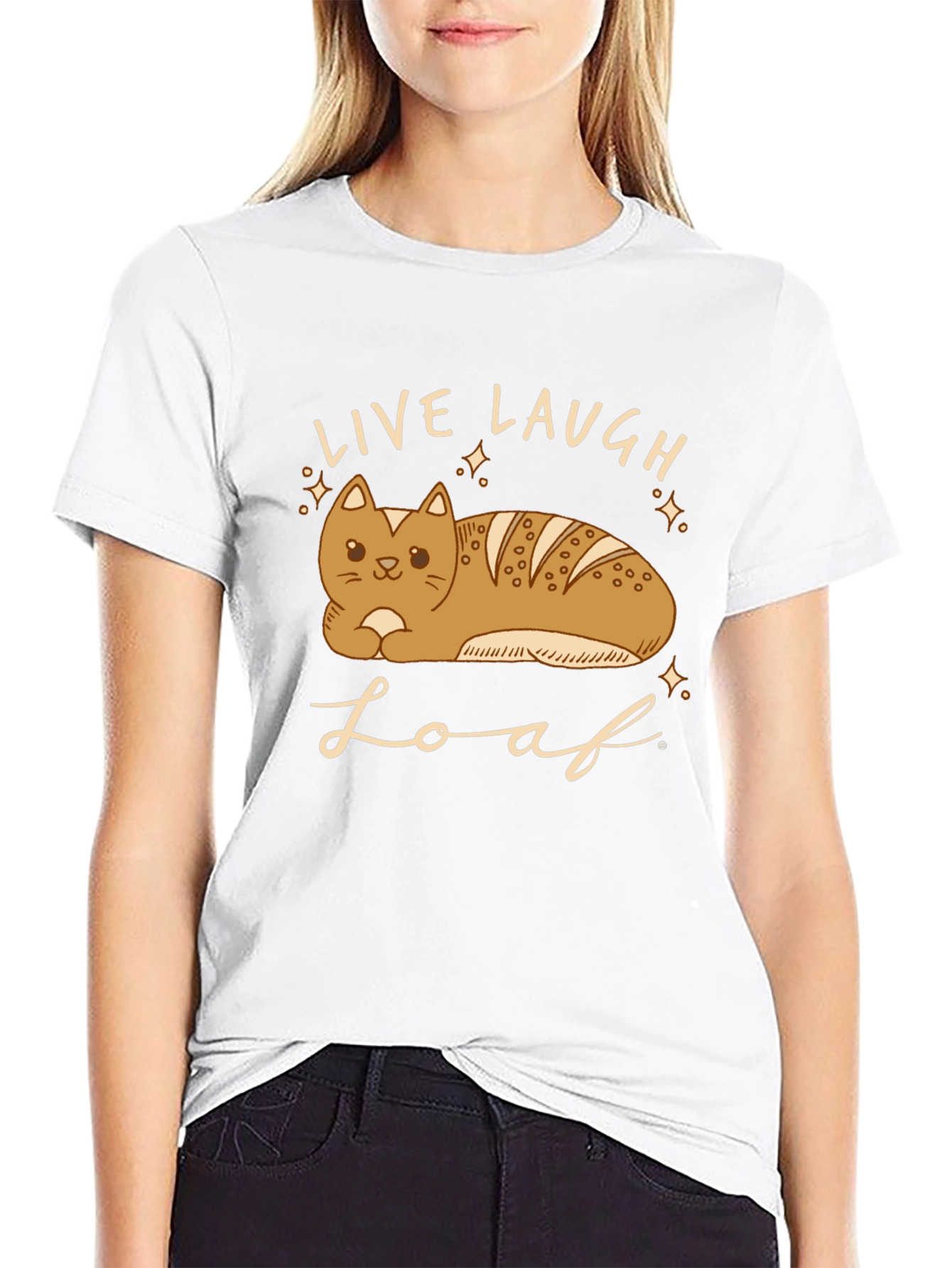 Live Laugh Loaf T-Shirt - Cat Bread Funny Tee