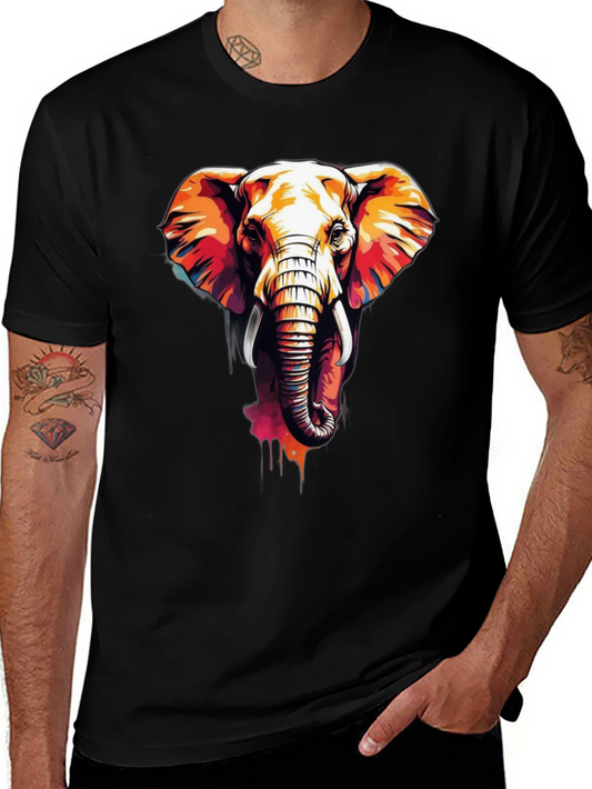 Elephant Graphic Tee - Vivid Watercolor Design