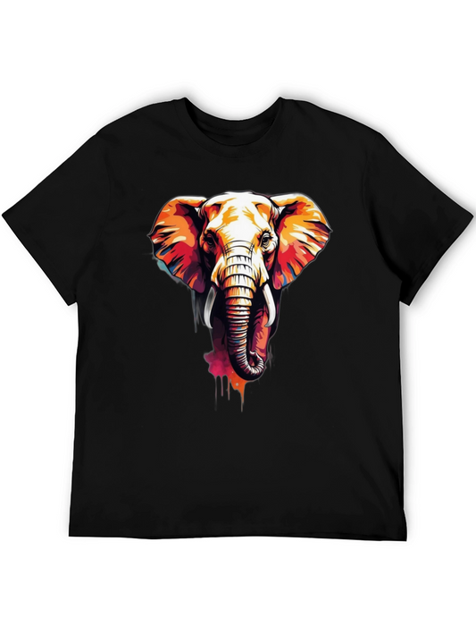 Elephant Graphic Tee - Vivid Watercolor Design