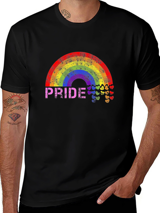 Pride Rainbow Heart Graphic Black T-Shirt