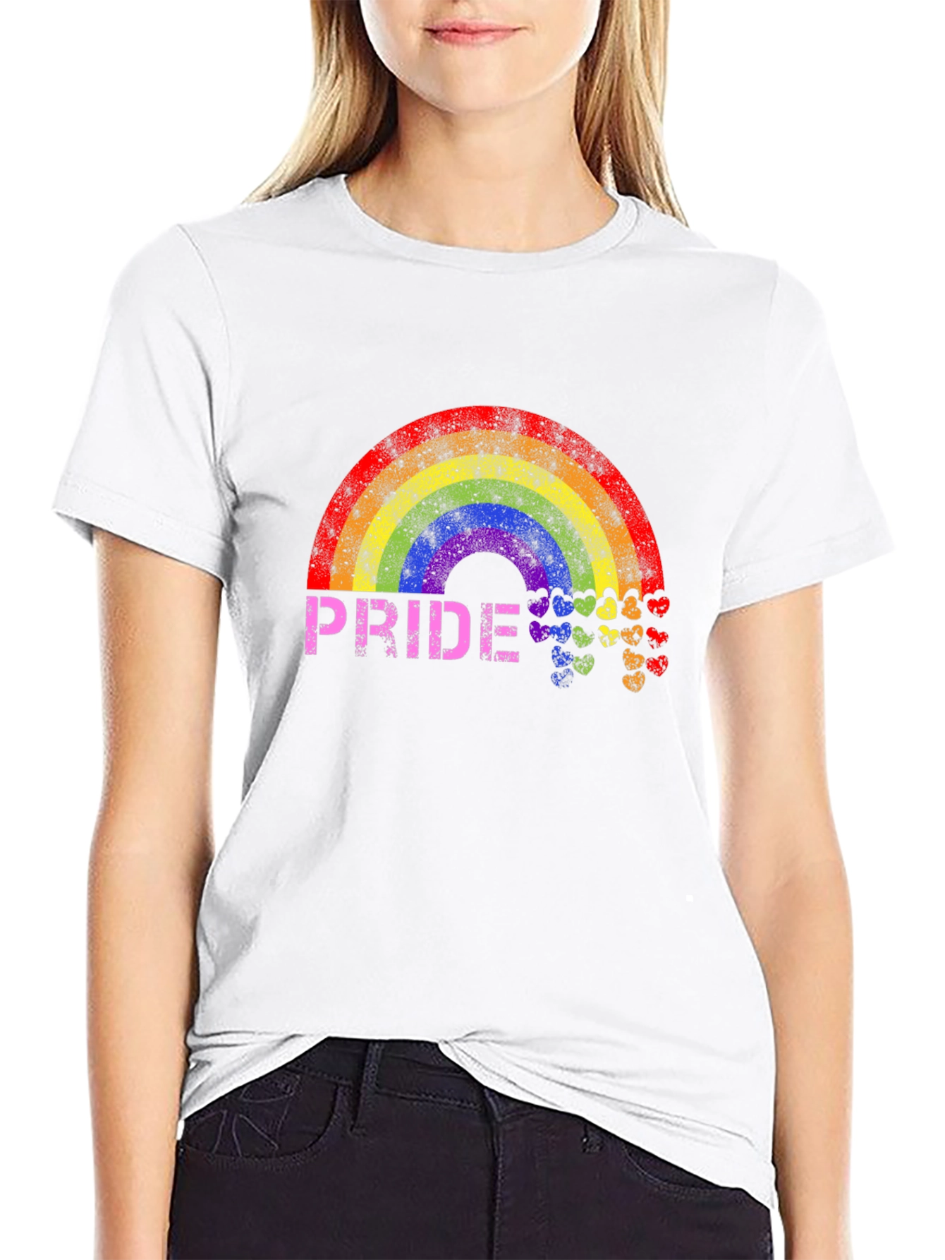 Pride Rainbow Heart Graphic Black T-Shirt
