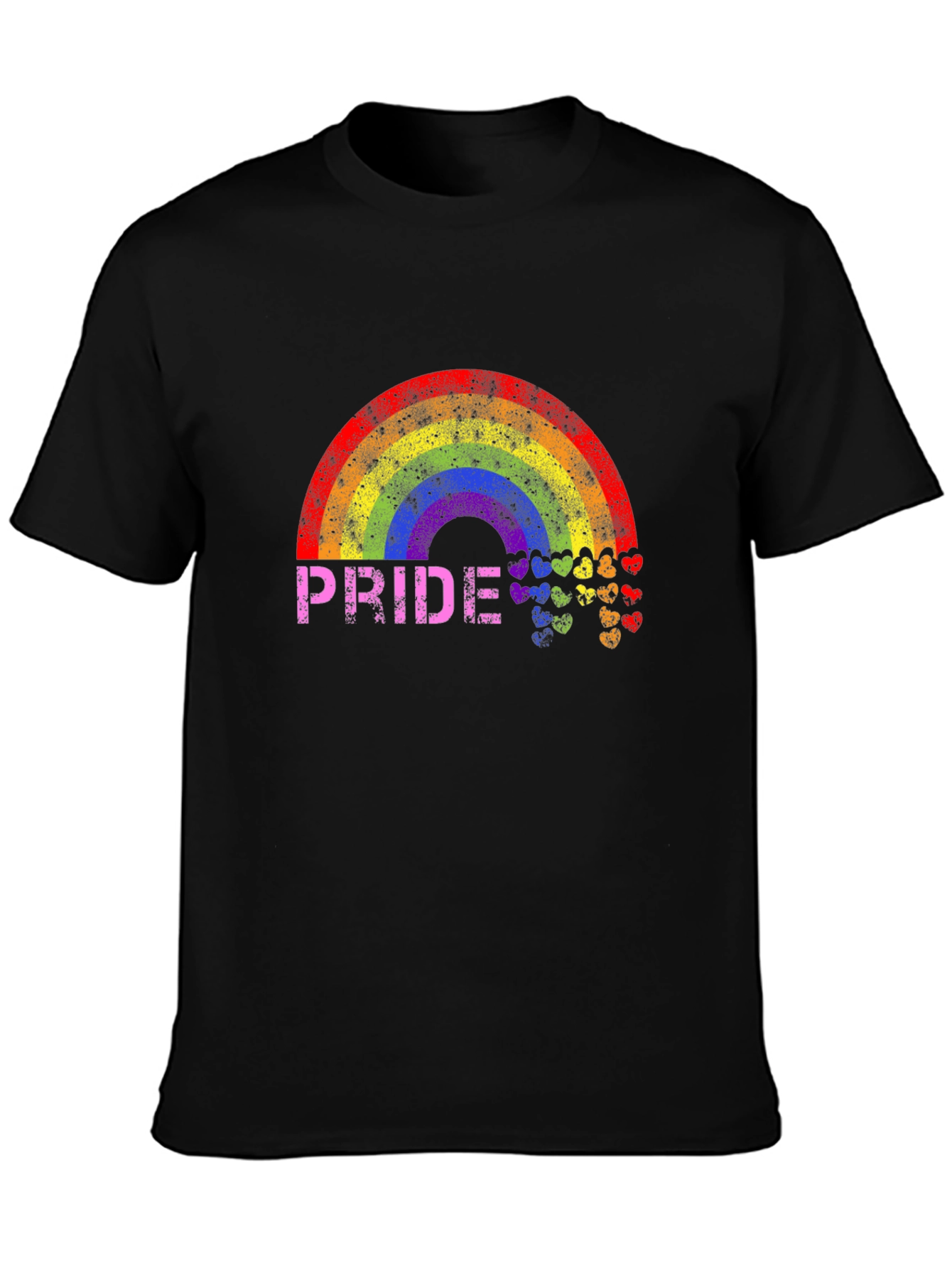 Pride Rainbow Heart Graphic Black T-Shirt