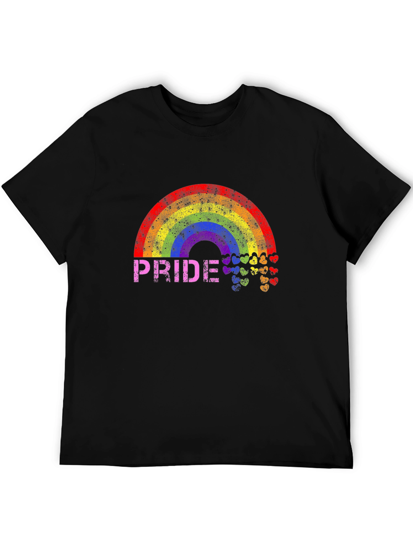 Pride Rainbow Heart Graphic Black T-Shirt