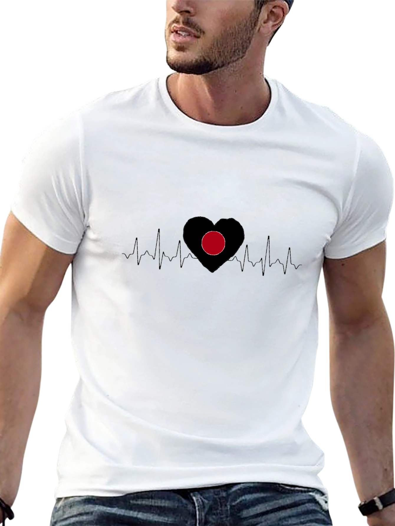 Heartbeat Heart T-Shirt - Black