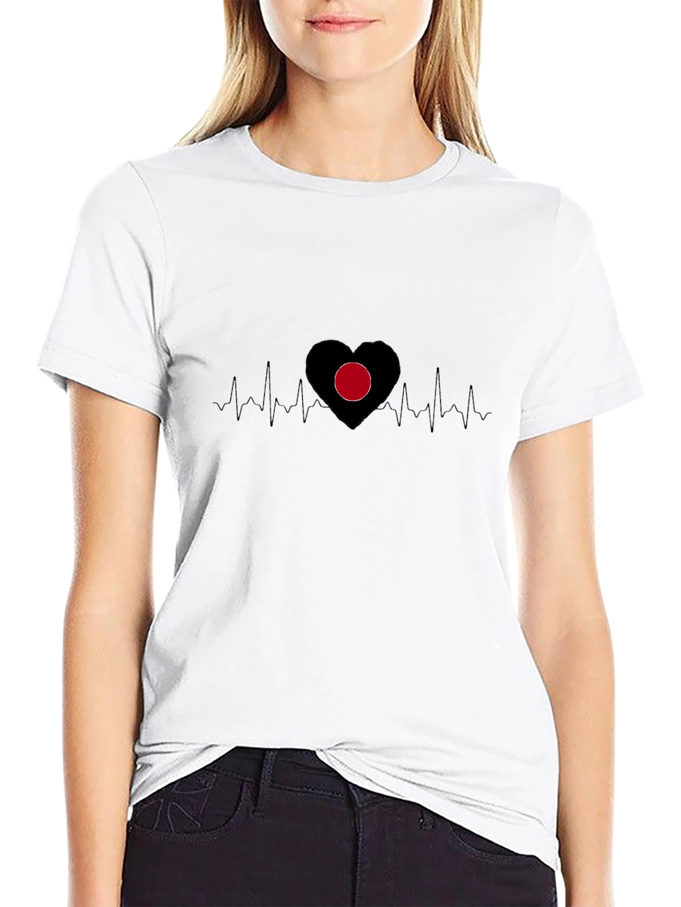 Heartbeat Heart T-Shirt - Black