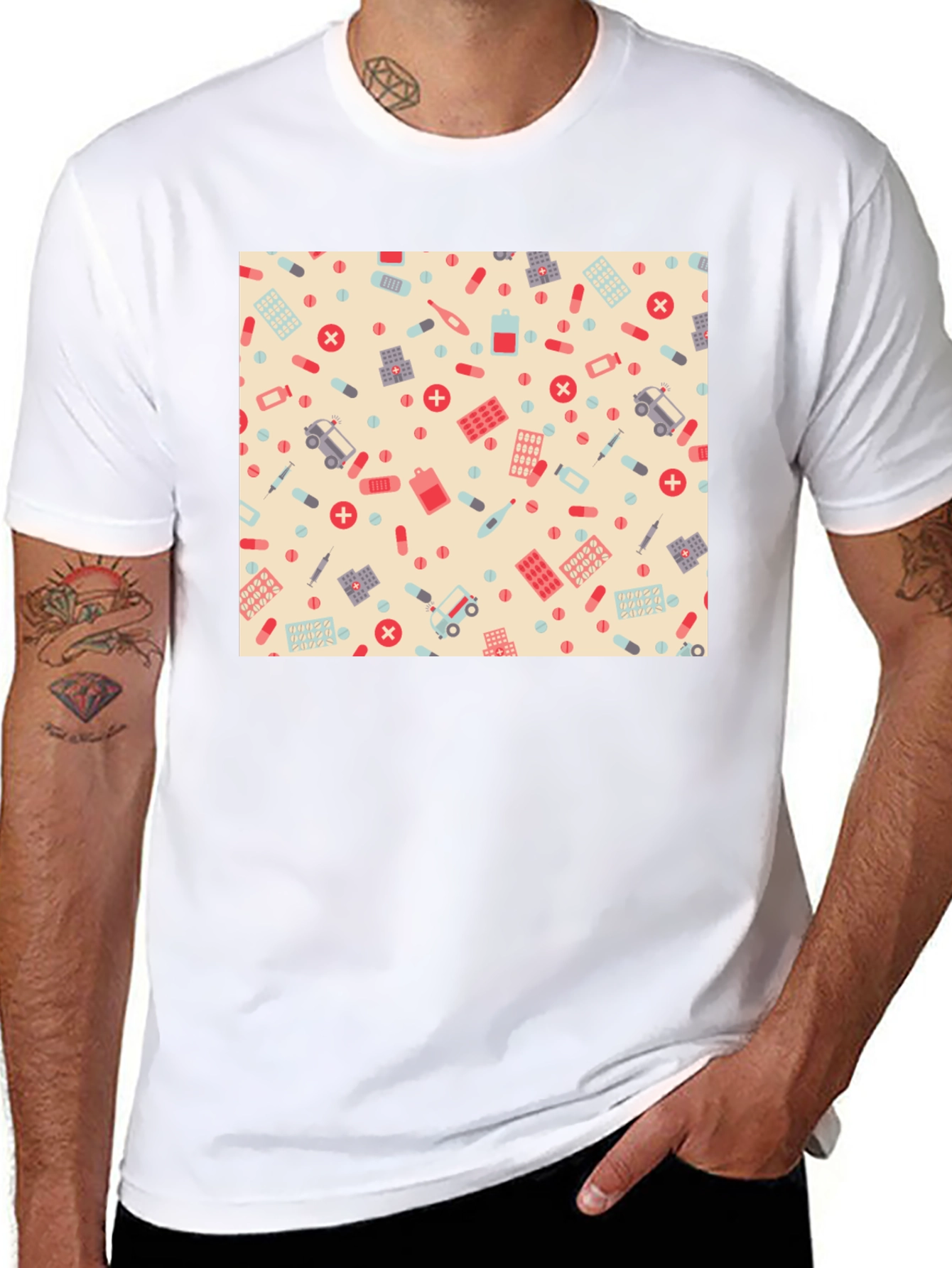 Novelty Healthcare Patterned T-Shirt