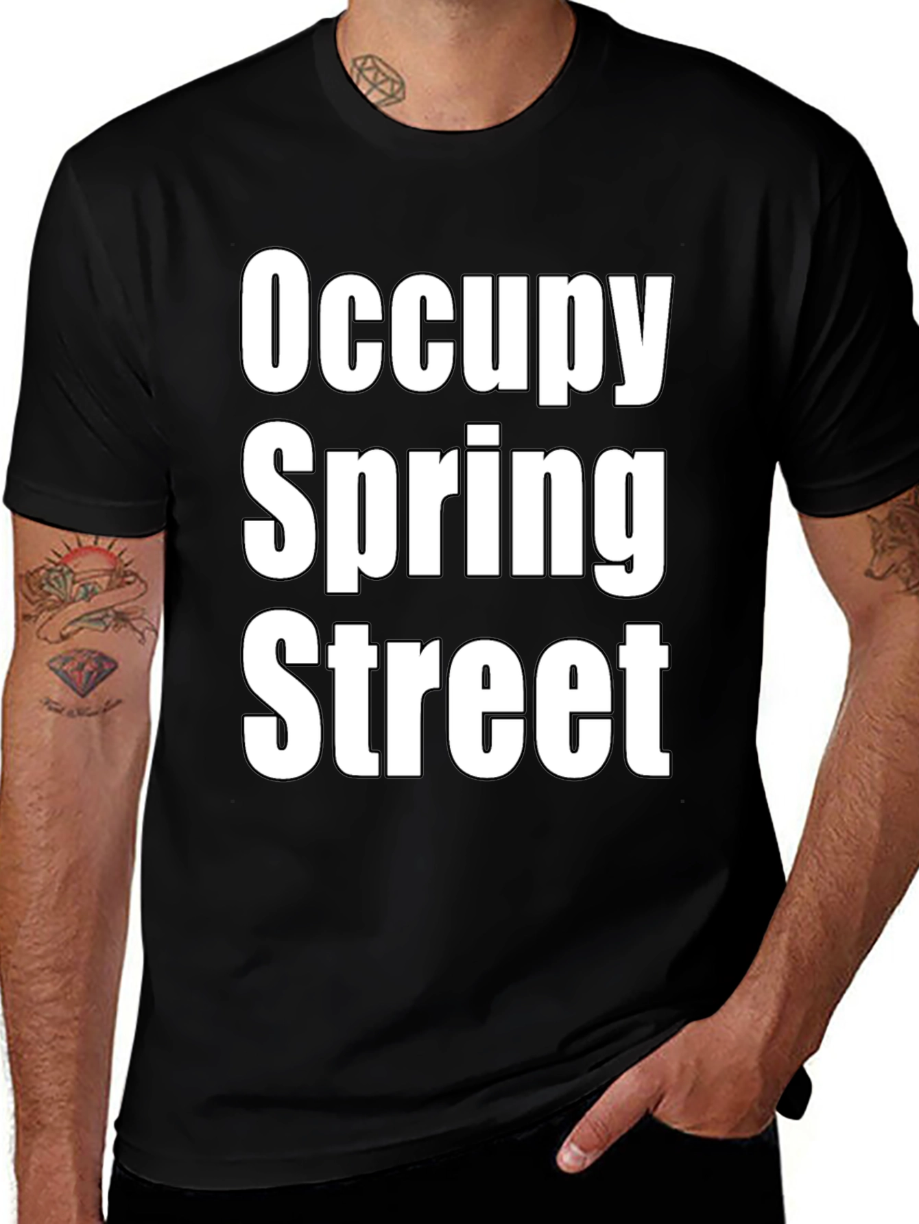 Occupy Spring Street Black Graphic T-Shirt