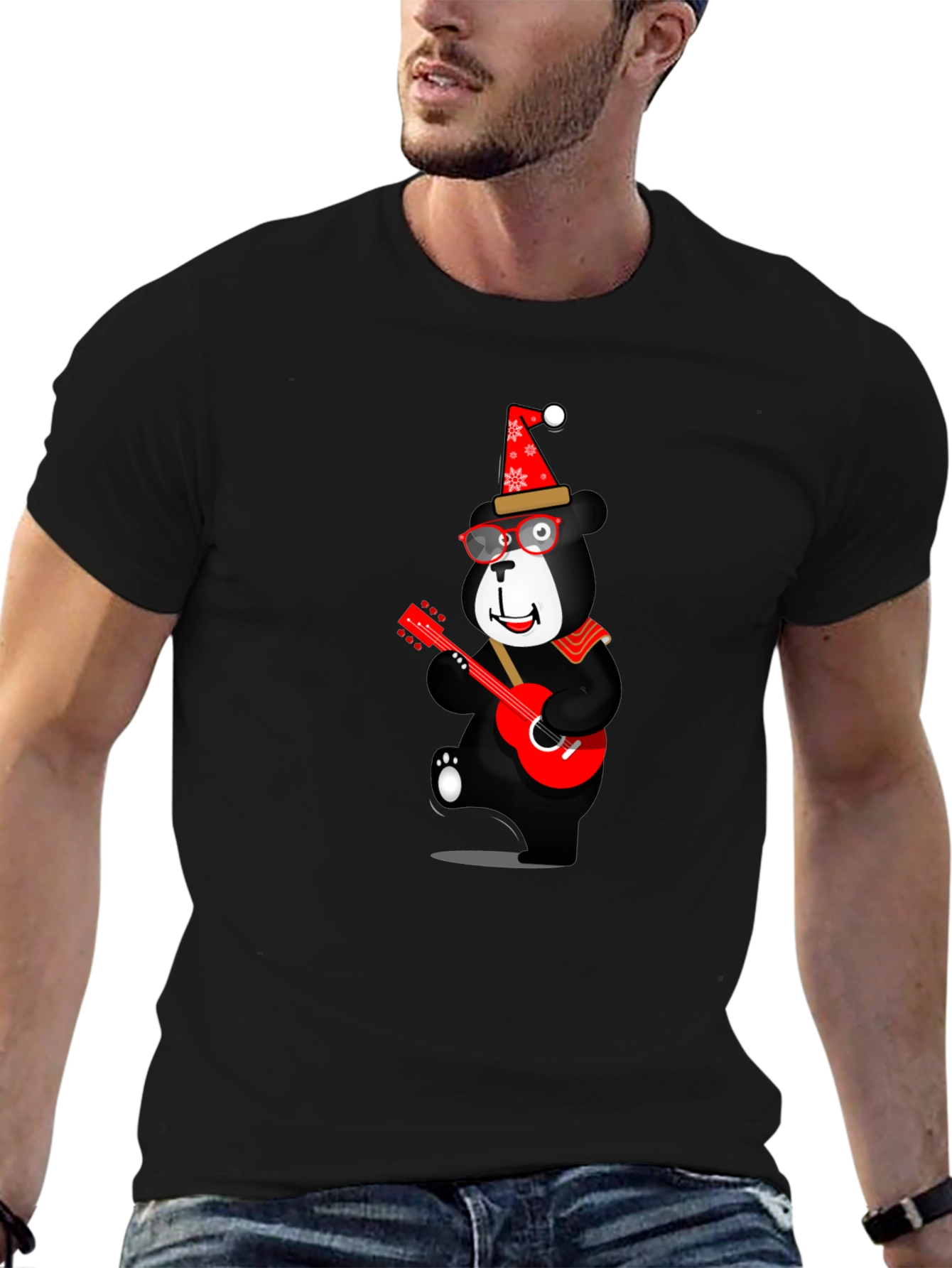 Festive Bear Guitar T-Shirt