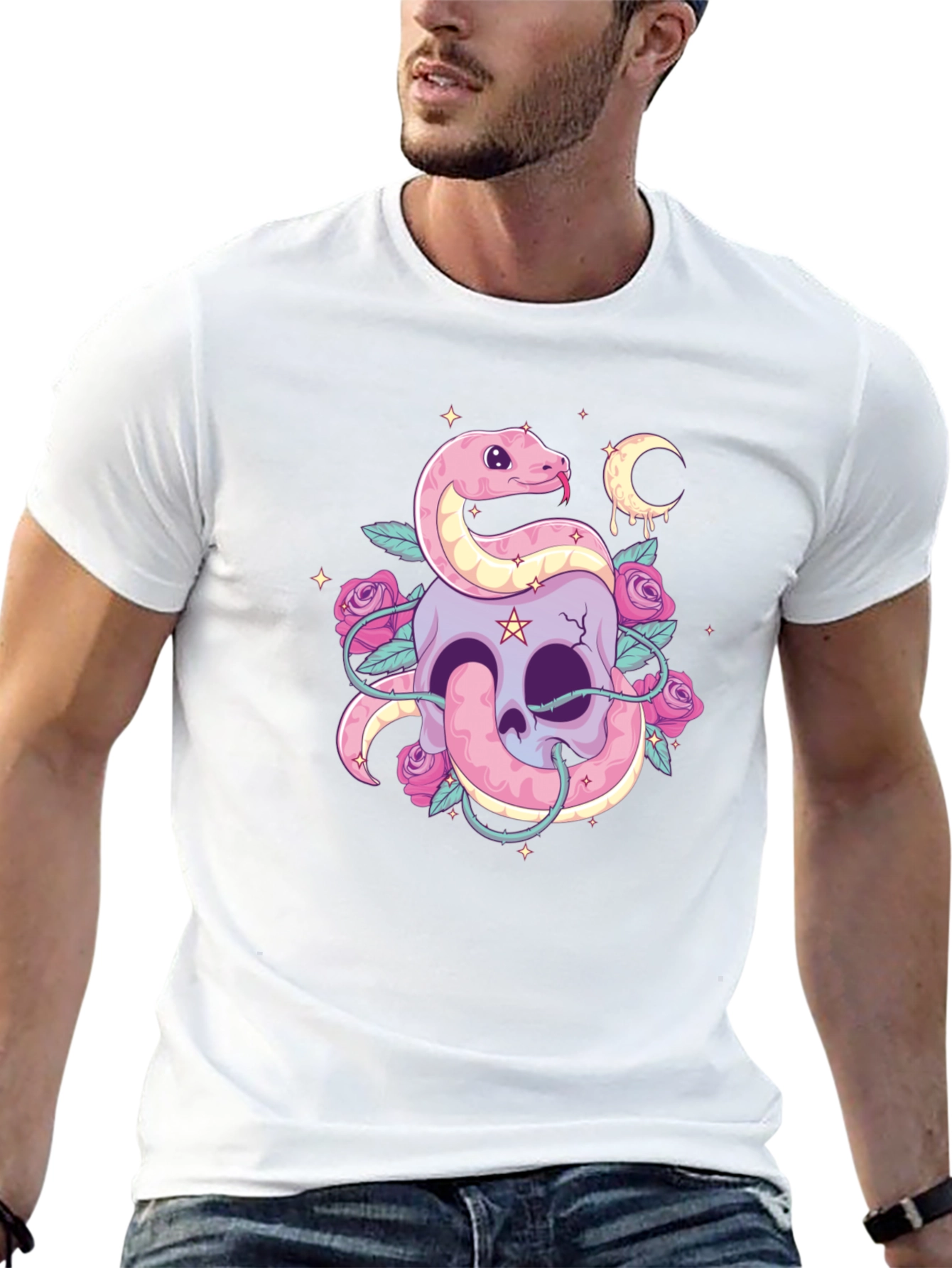 Skull & Snake Graphic Tee - Goth Aesthetic Shirt