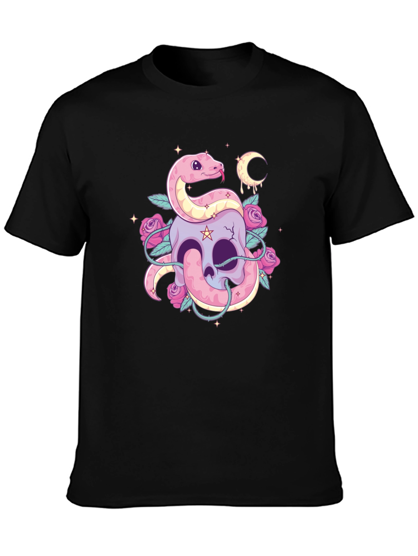 Skull & Snake Graphic Tee - Goth Aesthetic Shirt