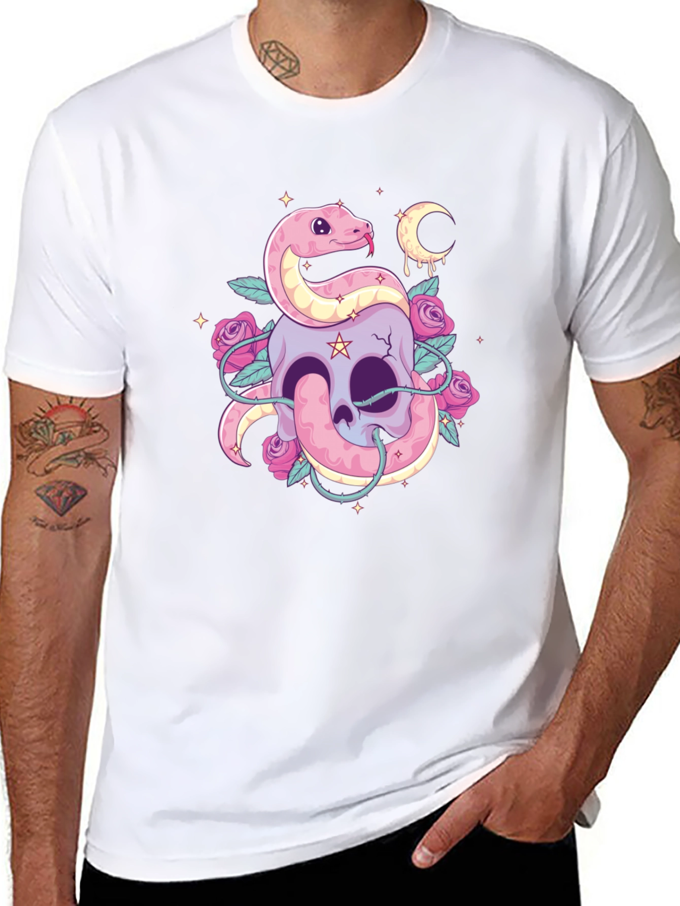 Skull & Snake Graphic Tee - Goth Aesthetic Shirt