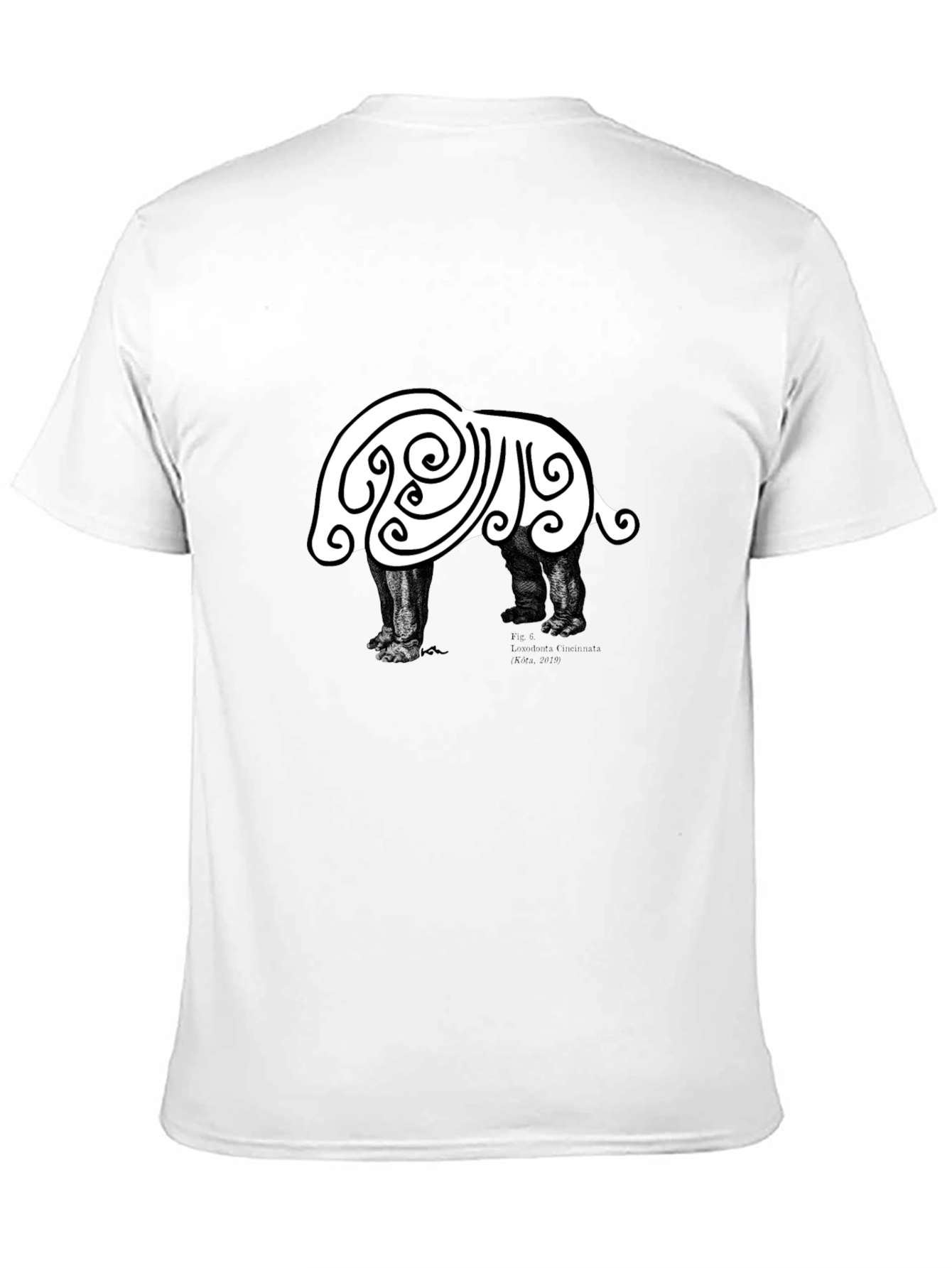 Abstract Hippo Graphic Tee - Black Cotton T-Shirt