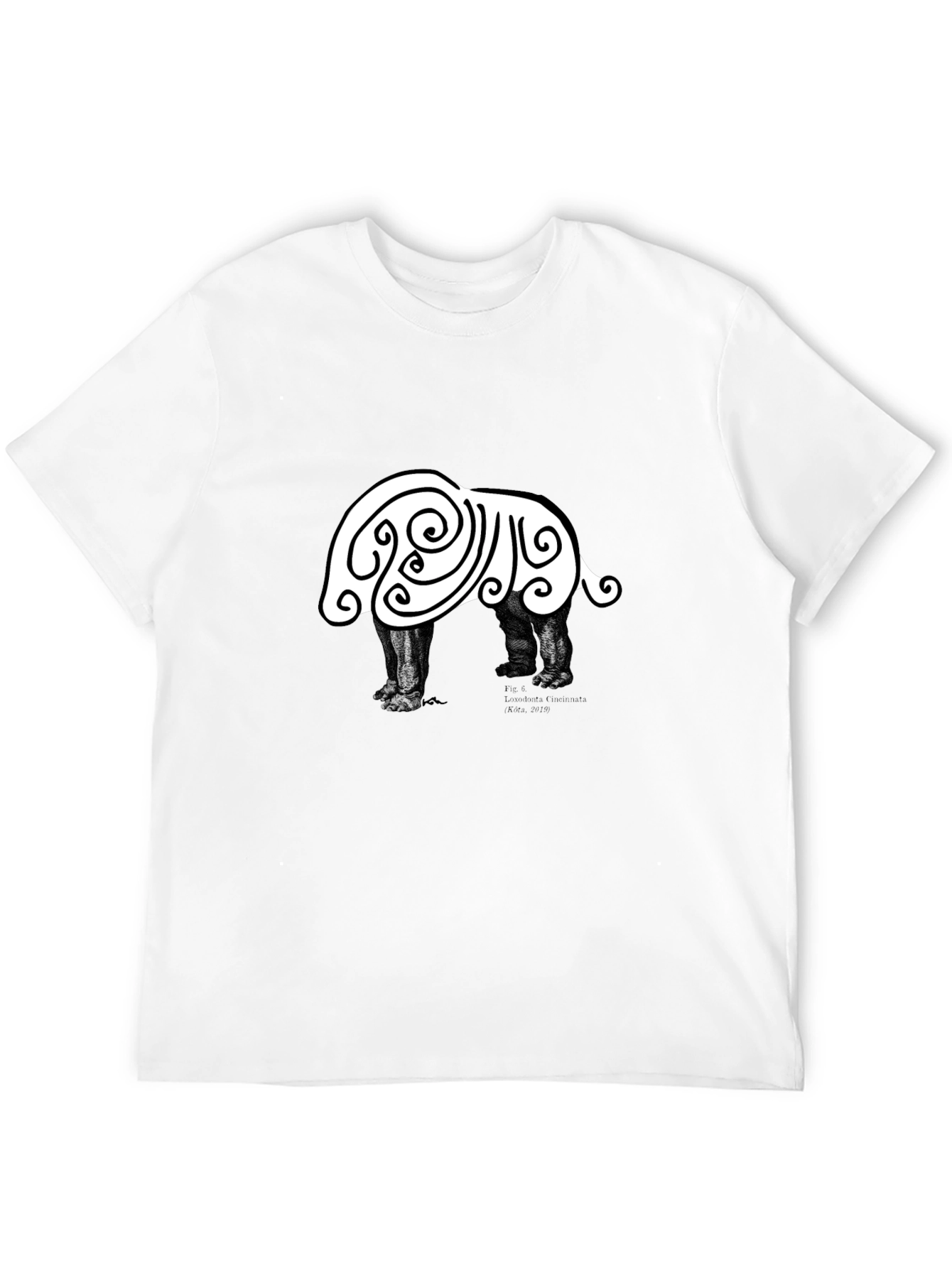 Abstract Hippo Graphic Tee - Black Cotton T-Shirt