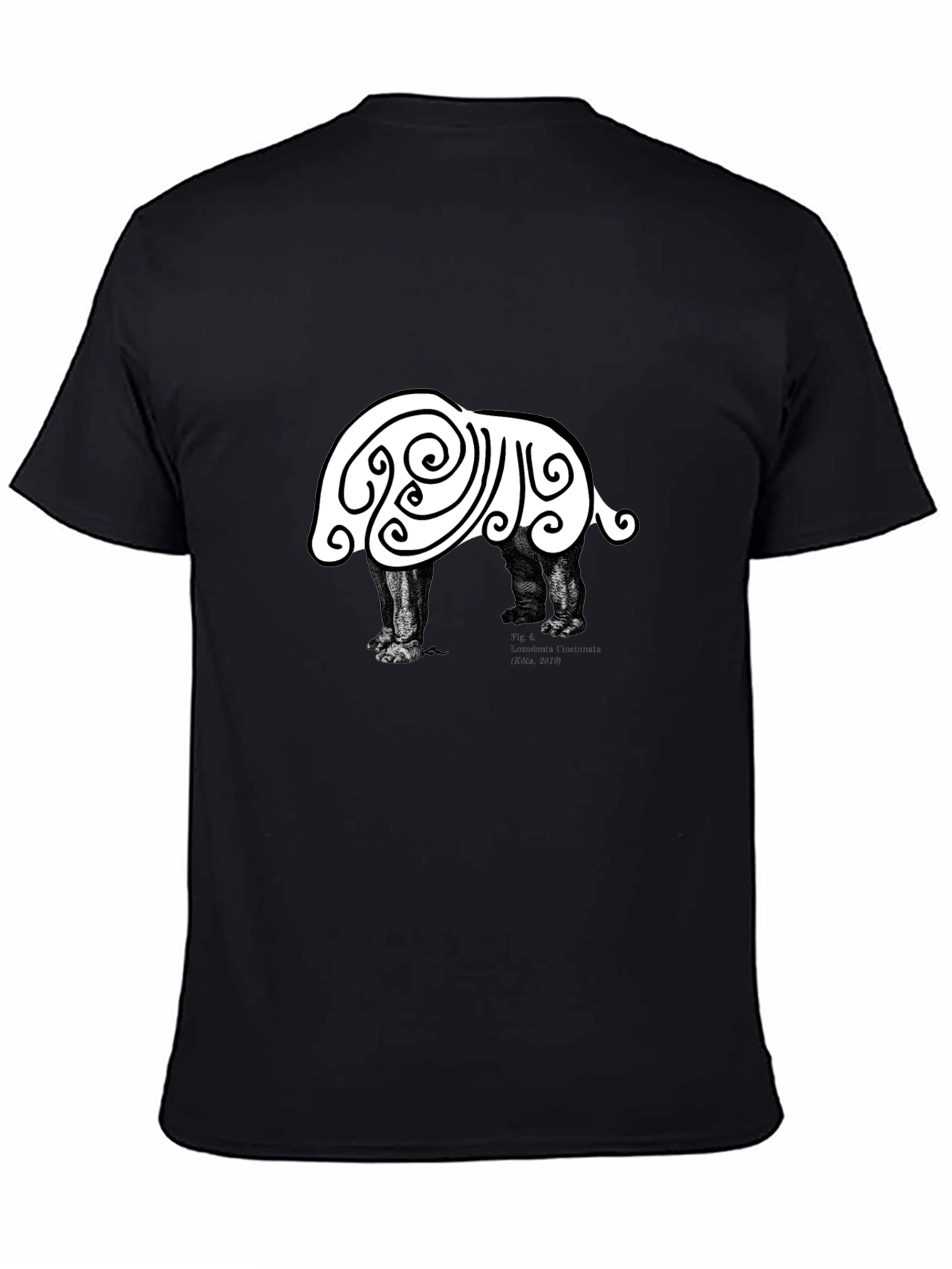 Abstract Hippo Graphic Tee - Black Cotton T-Shirt