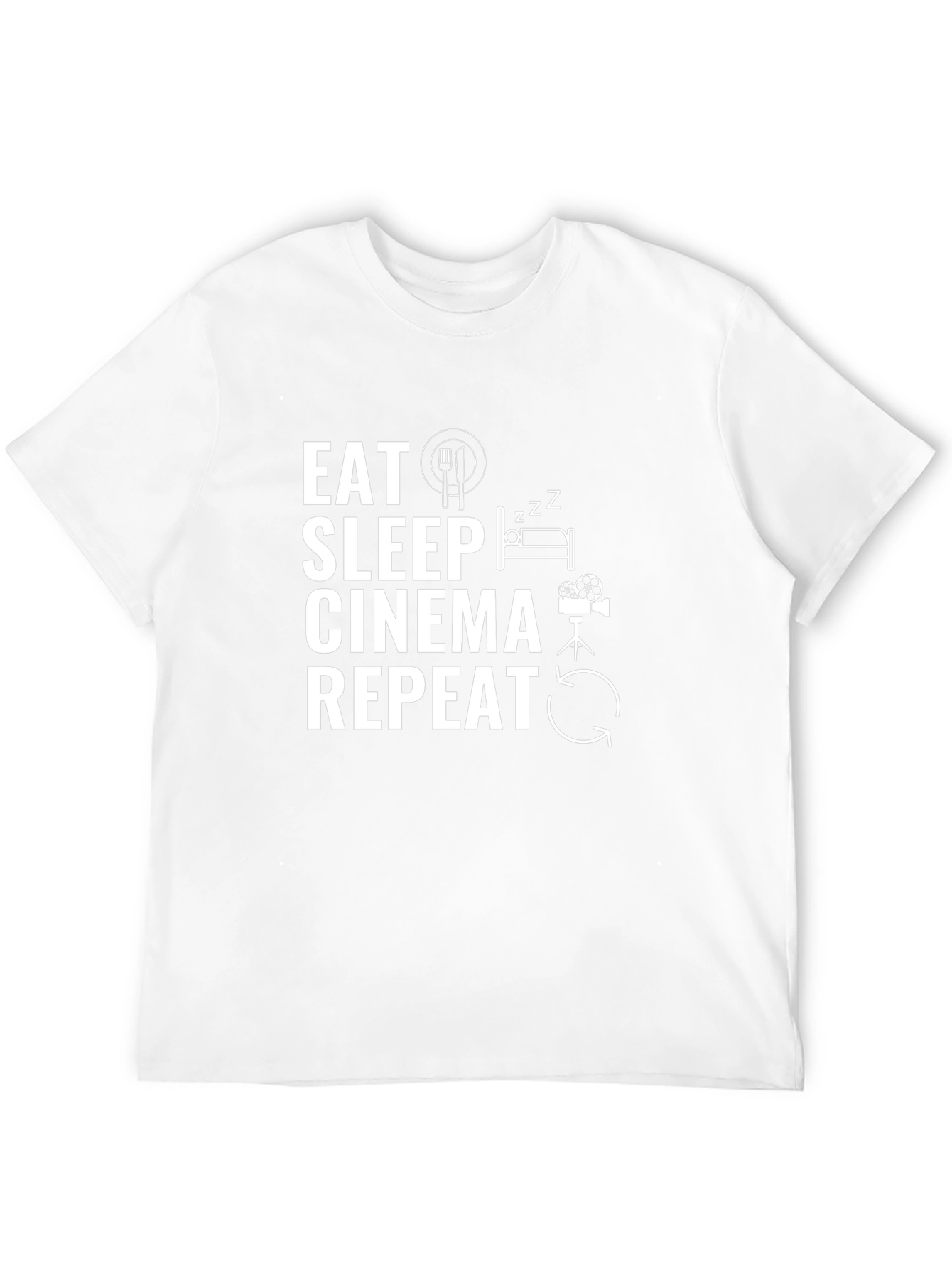 Eat Sleep Cinema Repeat Black Graphic T-Shirt