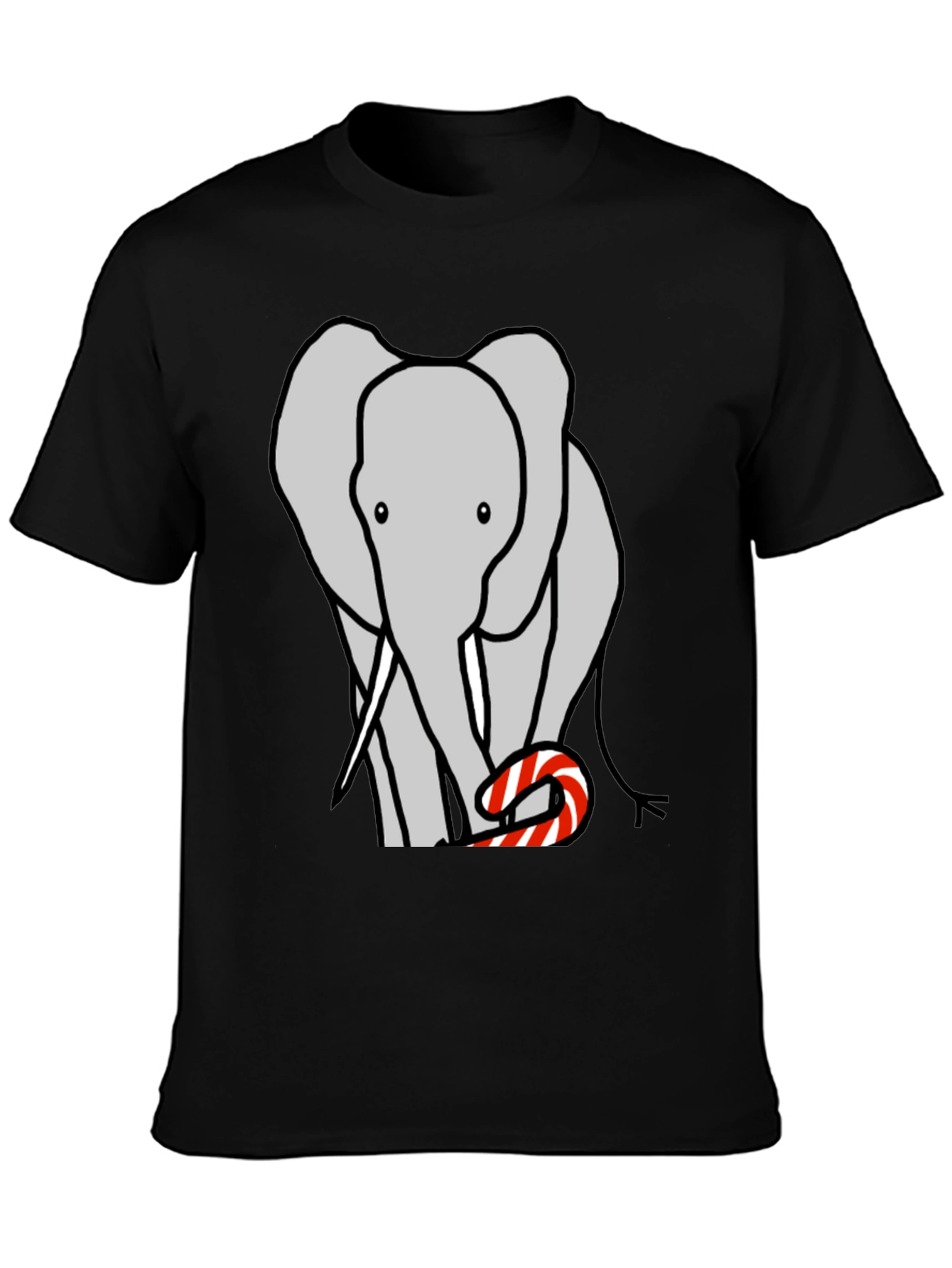 Elephant Candy Cane Black T-Shirt