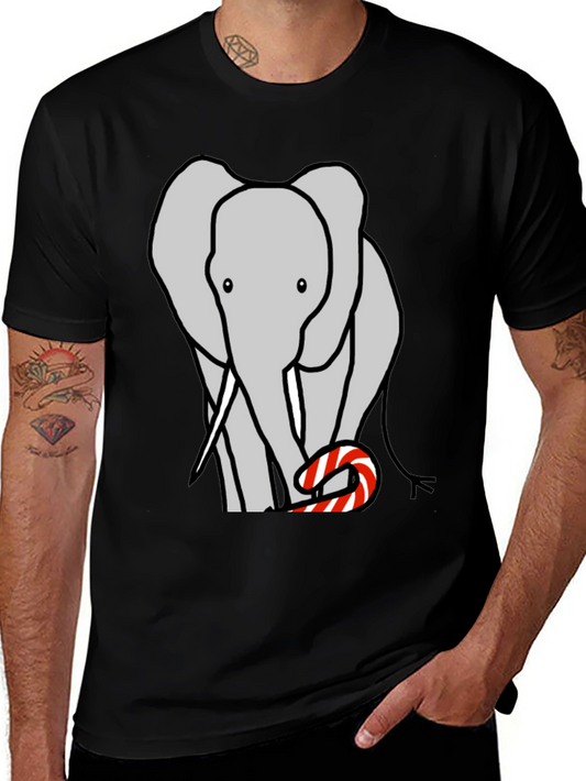Elephant Candy Cane Black T-Shirt