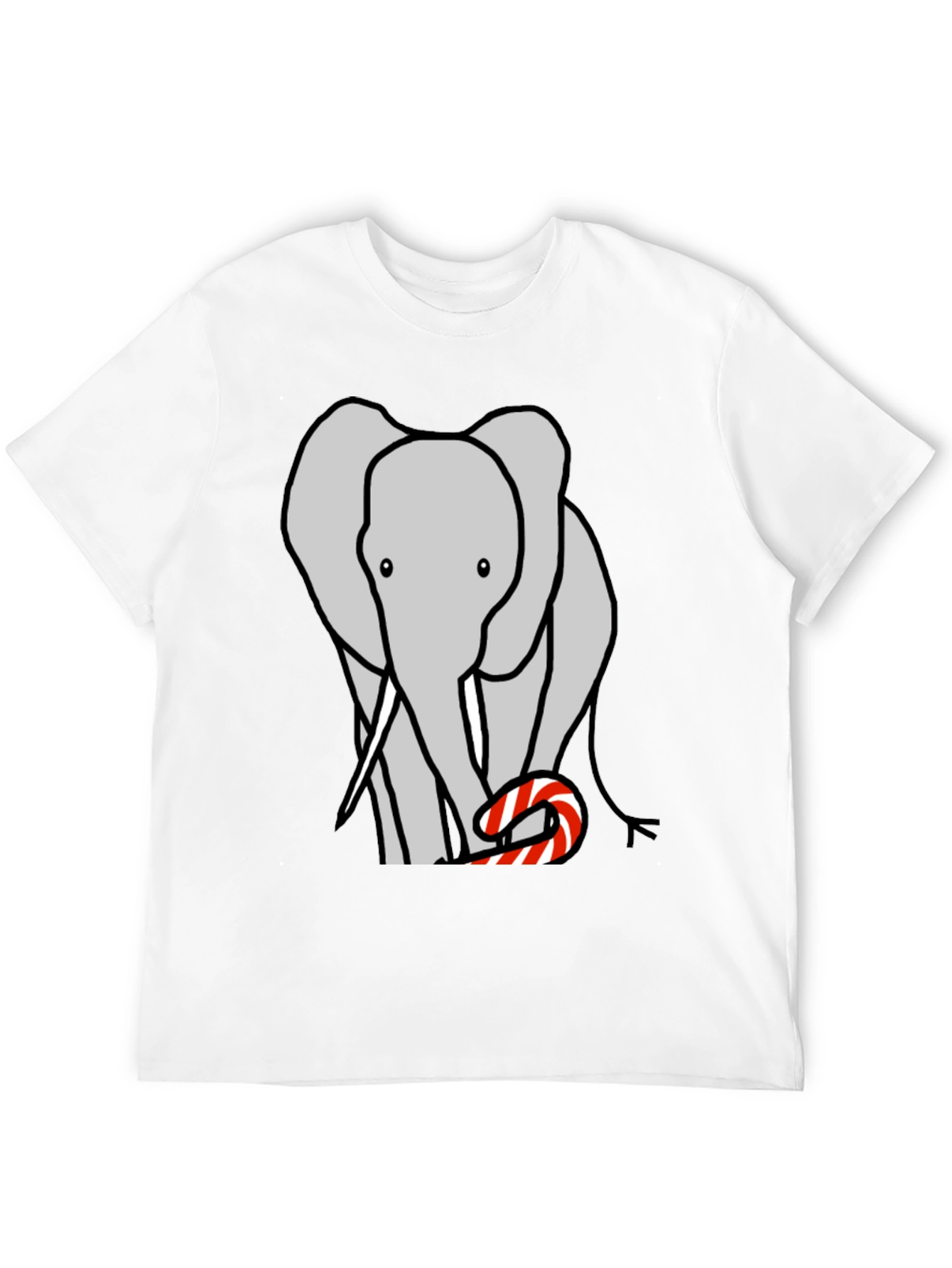 Elephant Candy Cane Black T-Shirt