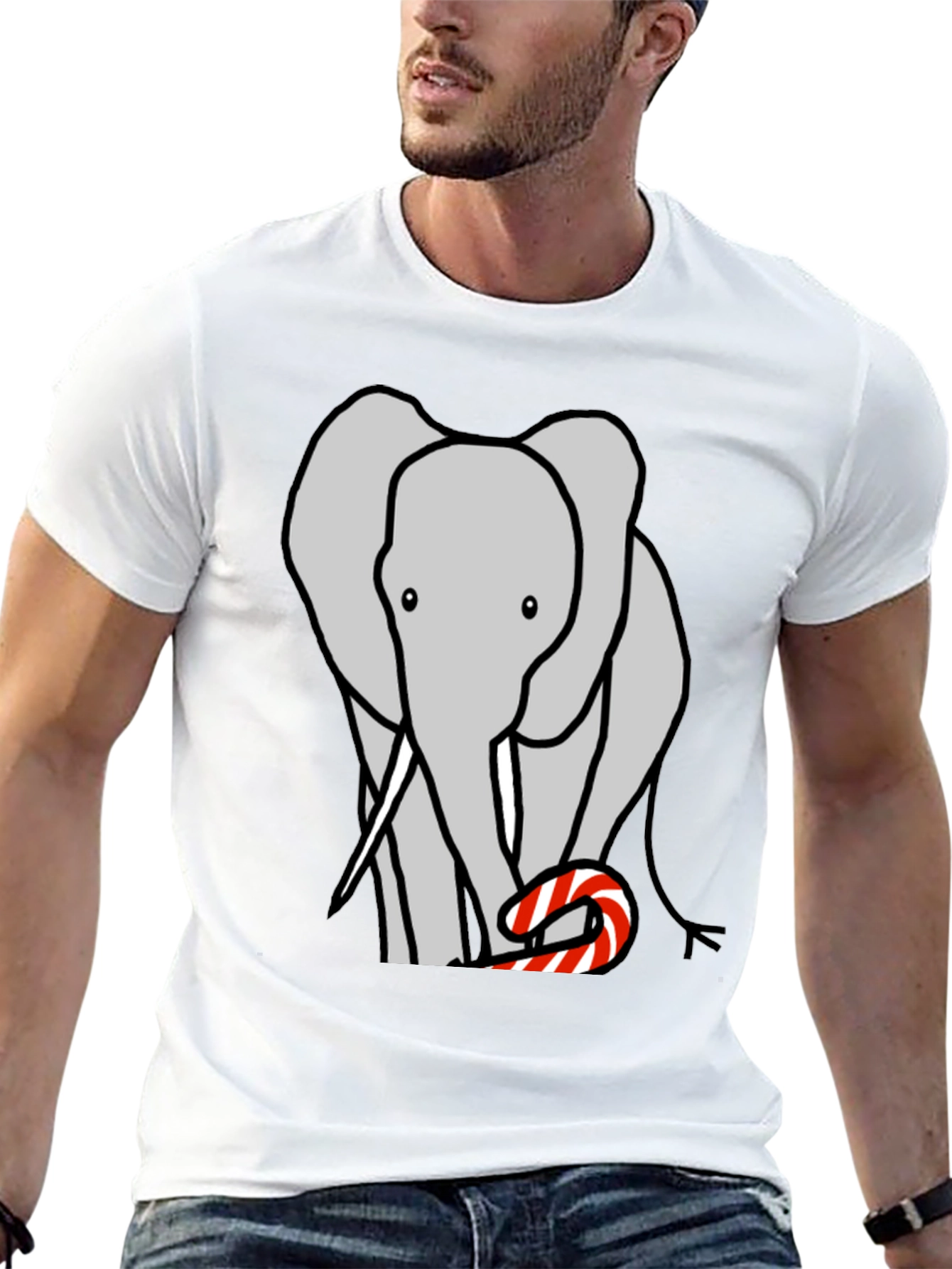 Elephant Candy Cane Black T-Shirt