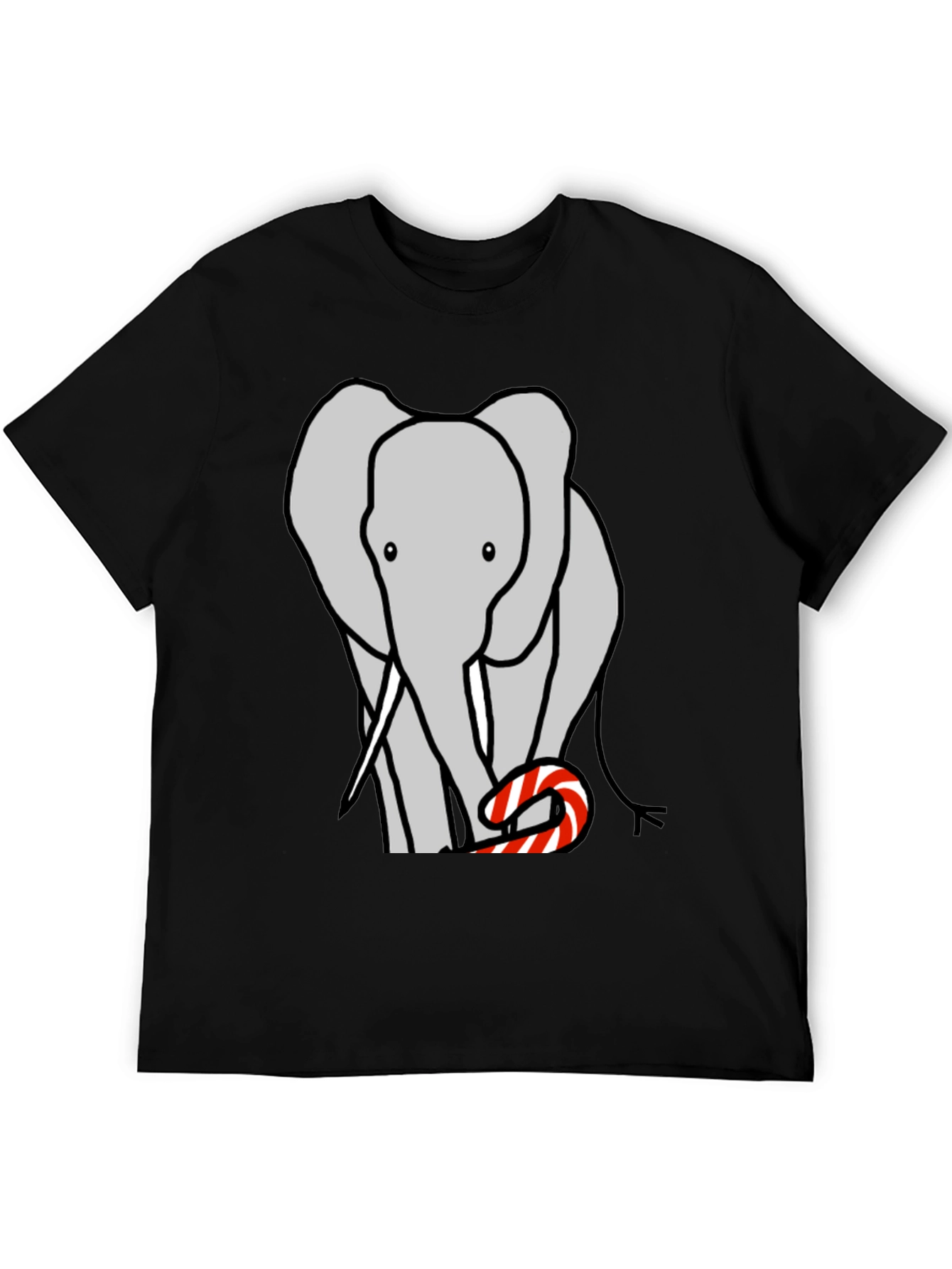 Elephant Candy Cane Black T-Shirt