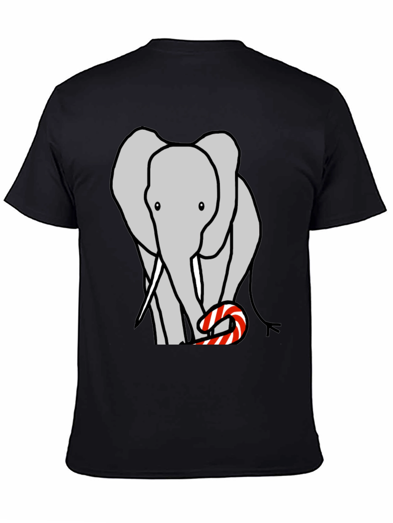 Elephant Candy Cane Black T-Shirt